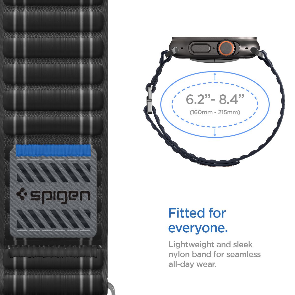 Spigen Fabric Band (hook-and-loop), black - Apple Watch 49mm/46mm/45mm/44mm (14)