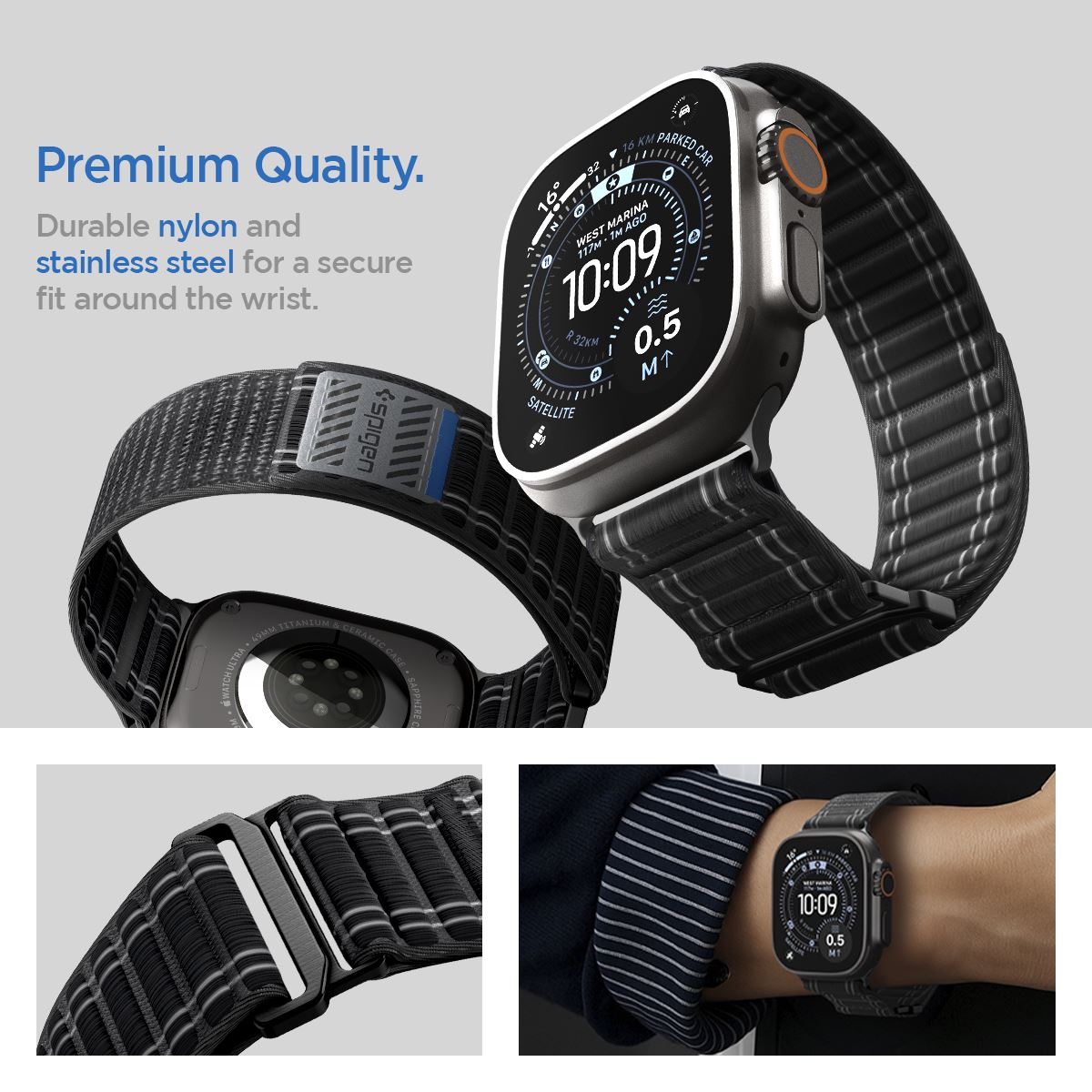 Spigen Fabric Band (hook-and-loop), black - Apple Watch 49mm/46mm/45mm/44mm (16)