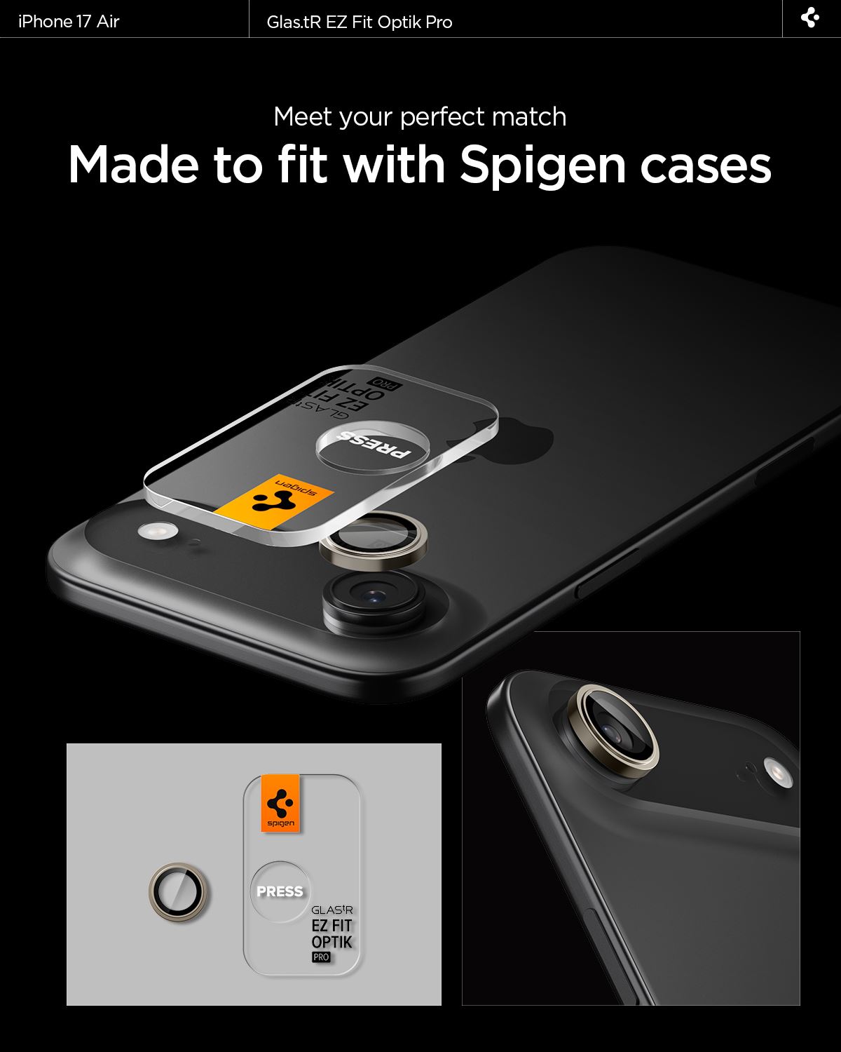 Spigen Glass tR EZ Fit Optik Pro 2 Pack, gold - iPhone Air (11)