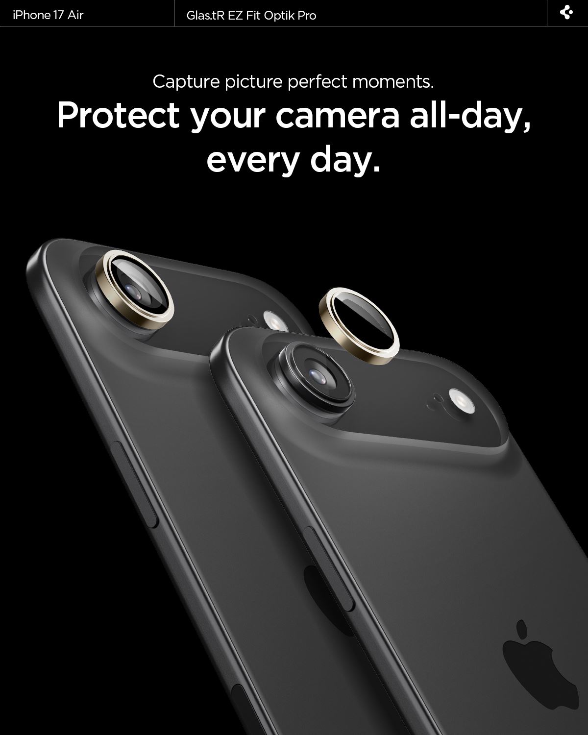 Spigen Glass tR EZ Fit Optik Pro 2 Pack, gold - iPhone Air (7)