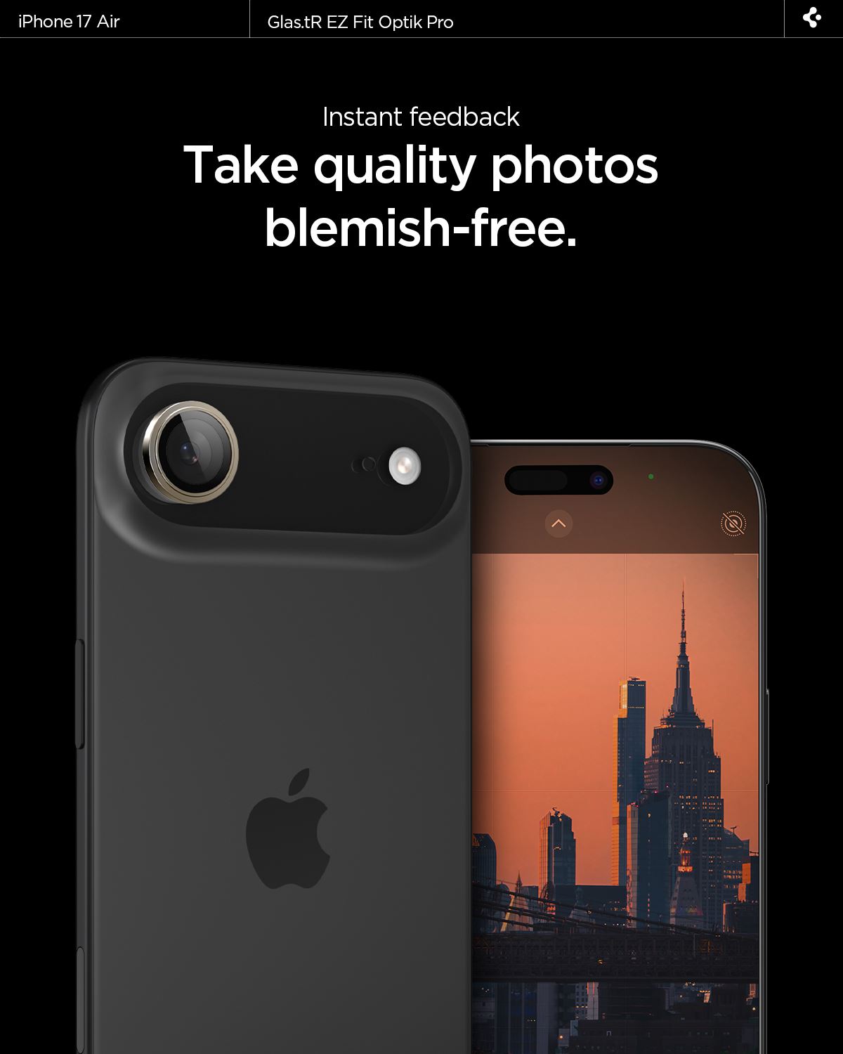 Spigen Glass tR EZ Fit Optik Pro 2 Pack, gold - iPhone Air (8)