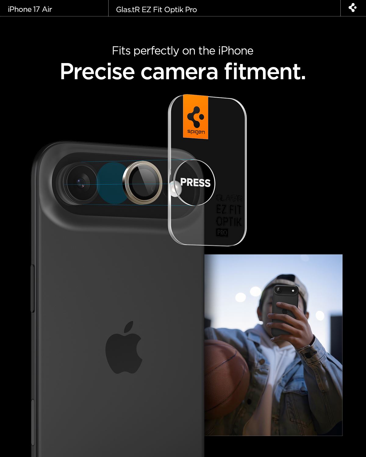 Spigen Glass tR EZ Fit Optik Pro 2 Pack, gold - iPhone Air (9)