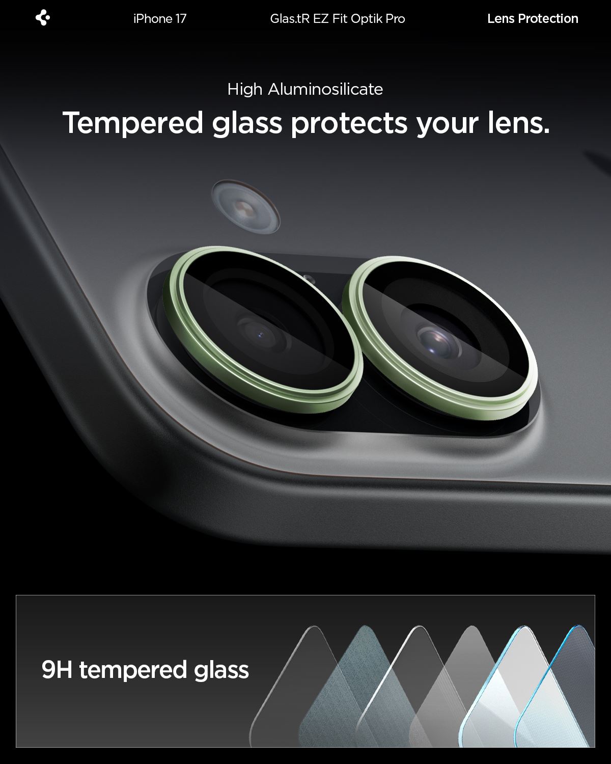 Spigen Glass tR EZ Fit Optik Pro 2 Pack, green - iPhone 17 (11)