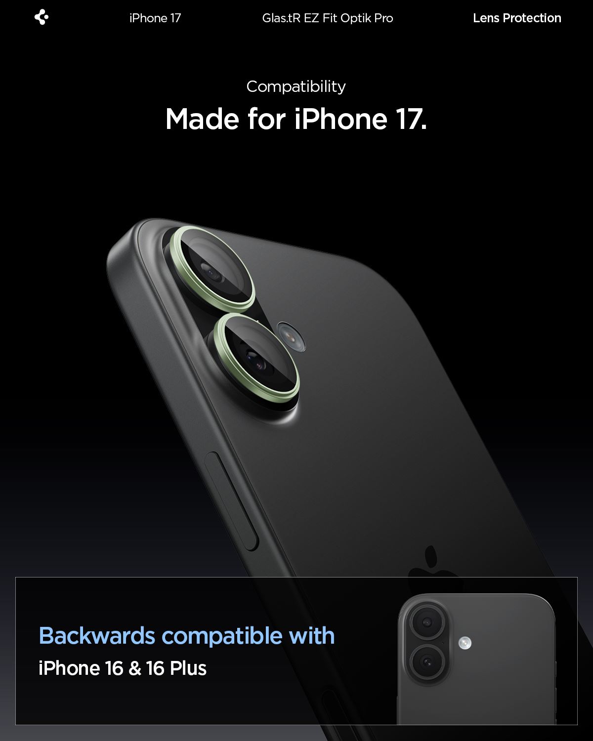 Spigen Glass tR EZ Fit Optik Pro 2 Pack, green - iPhone 17 (7)