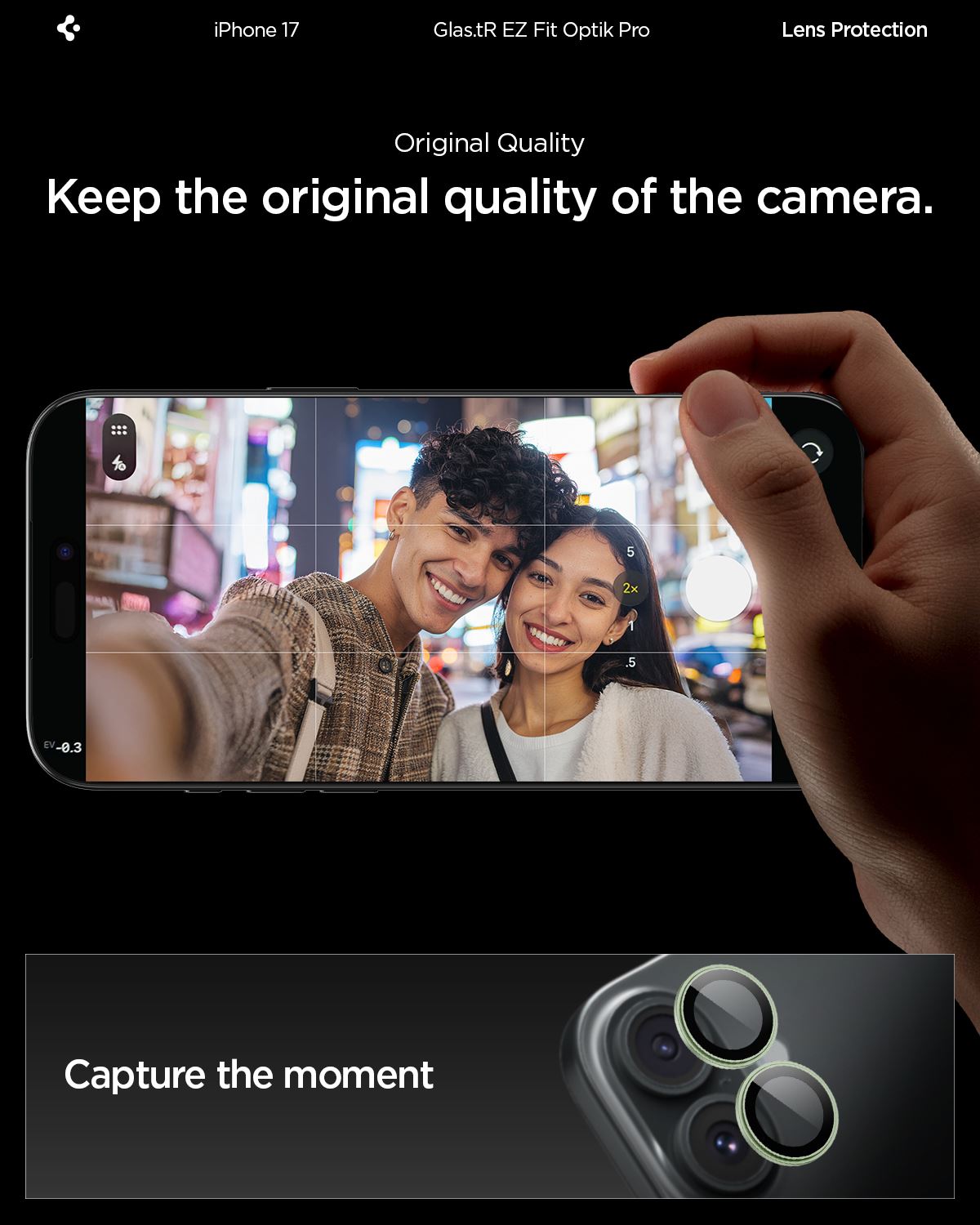 Spigen Glass tR EZ Fit Optik Pro 2 Pack, green - iPhone 17 (8)