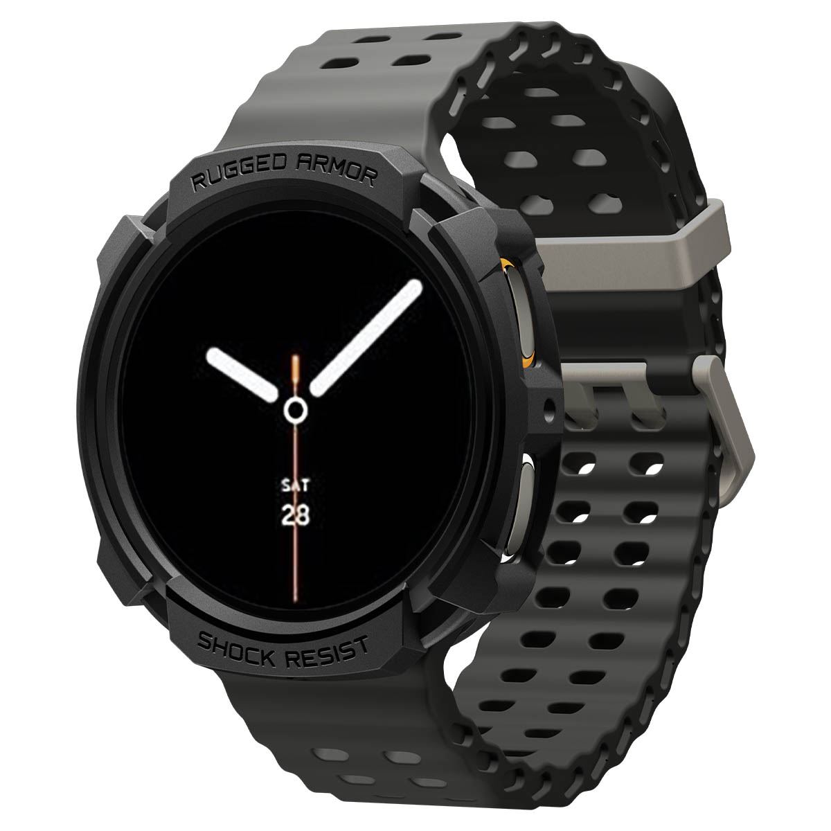 Spigen Rugged Armor, matte black - Samsung Galaxy Watch 8 (44mm)