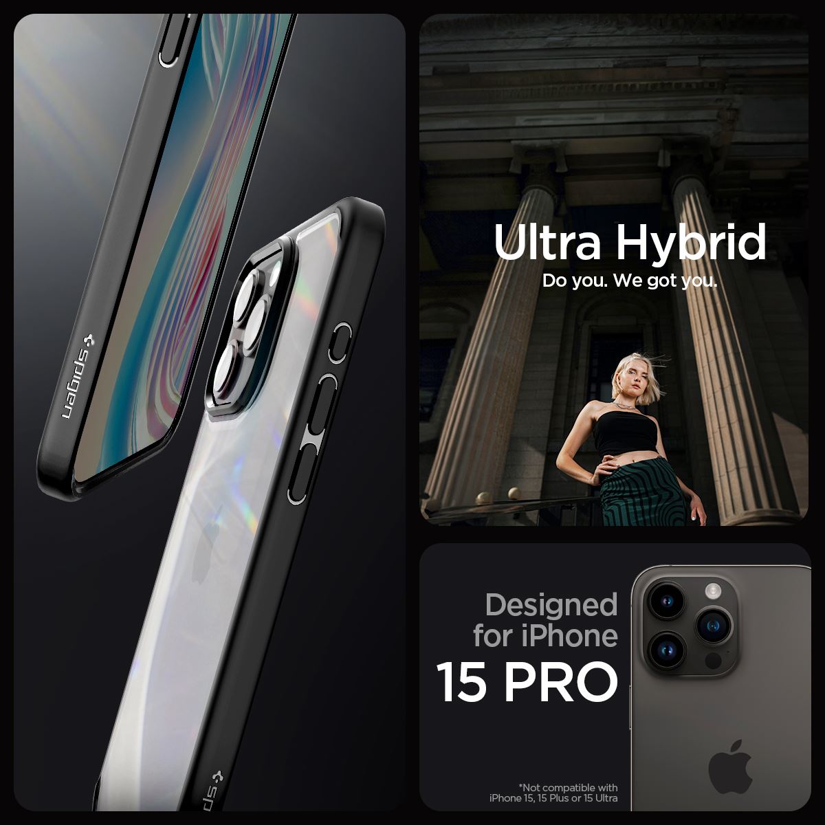Spigen Crystal Hybrid, matte black - iPhone 15 Pro (10)