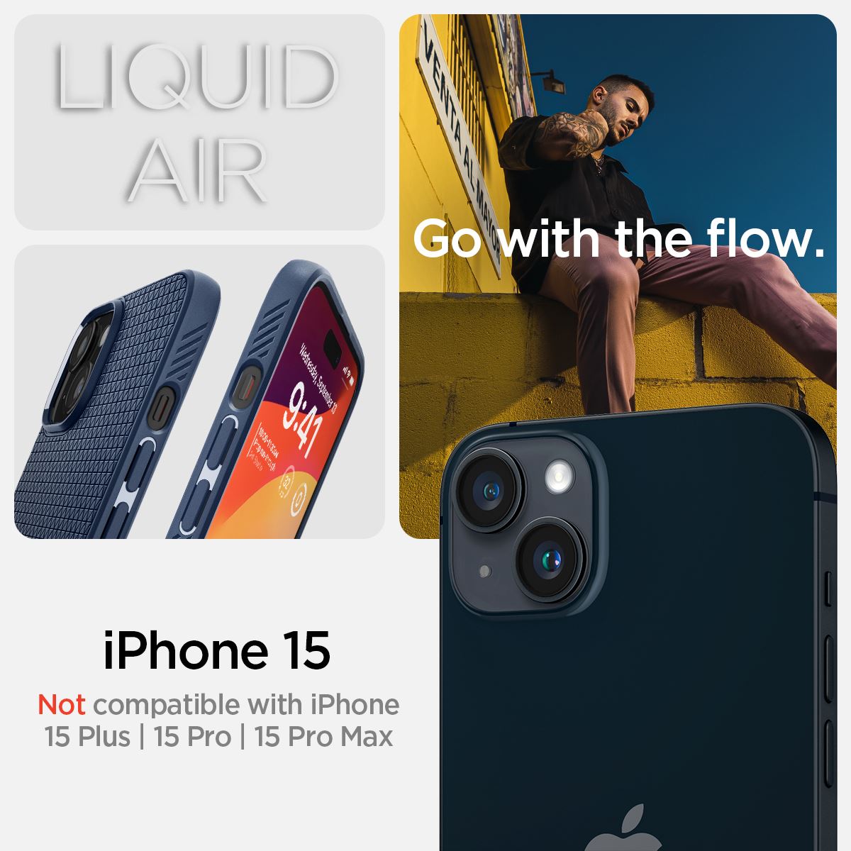 Spigen Liquid Air, navy blue - iPhone 15 (14)