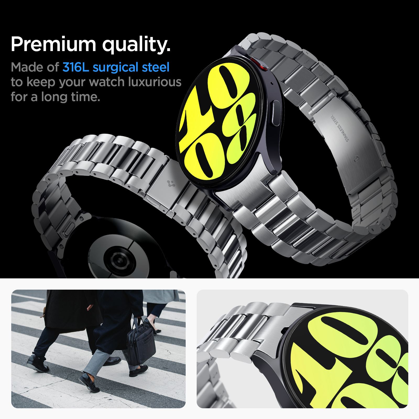 Spigen Modern Fit 316L, silver - Samsung Galaxy Watch7 44/40mm (11)
