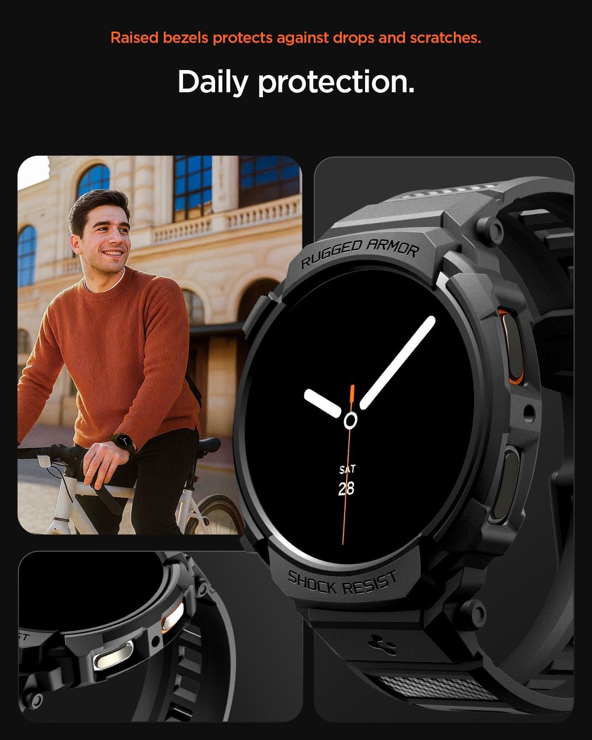 Spigen Rugged Armor Pro, matte black - Samsung Galaxy Watch 8 (40mm) (17)