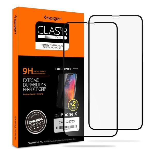 Spigen Glass FC 2 Pack, black - iPhone 11 Pro/XS/X (1)