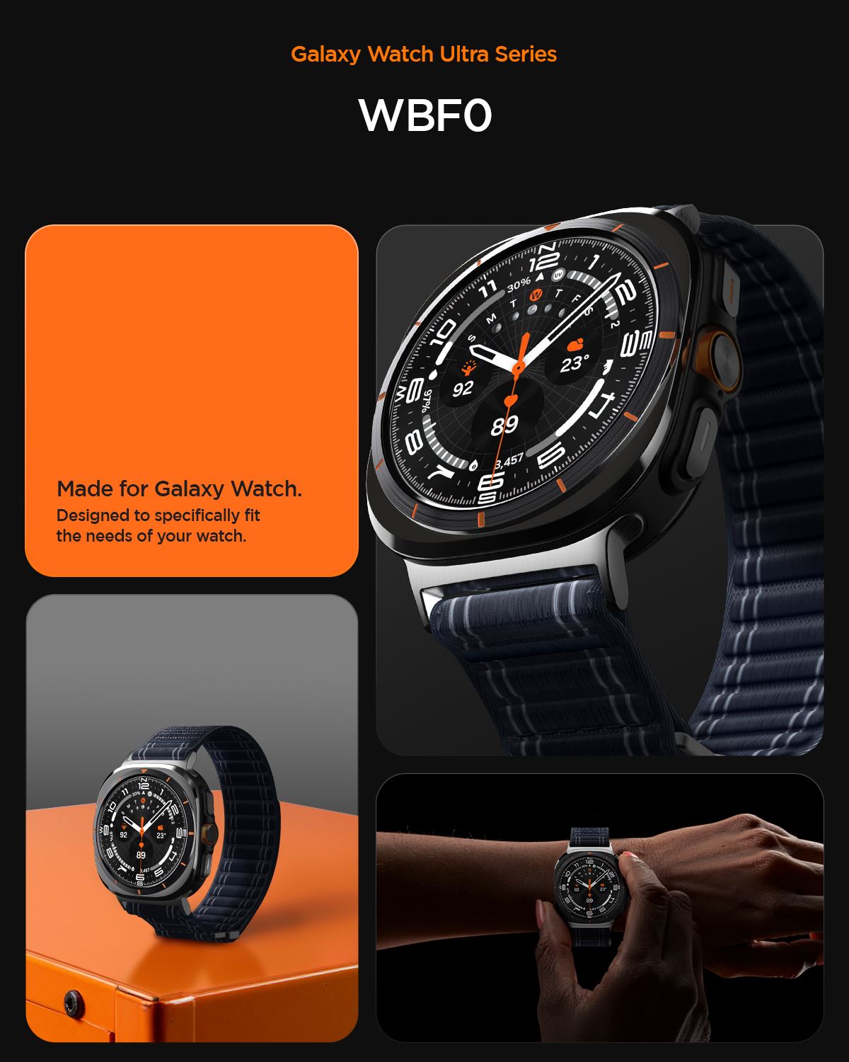 Spigen Fabric Band (hook-and-loop), black - Samsung Galaxy Watch Ultra 47mm (15)