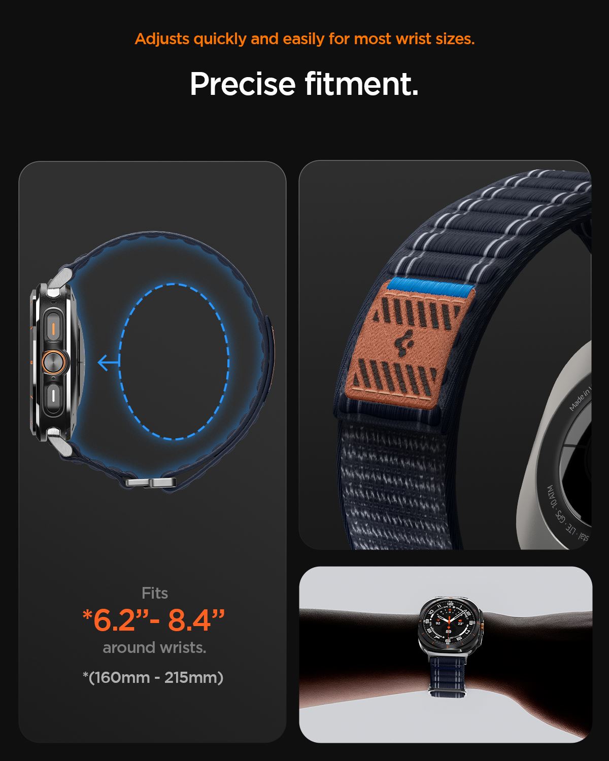 Spigen Fabric Band (hook-and-loop), black - Samsung Galaxy Watch Ultra 47mm (16)