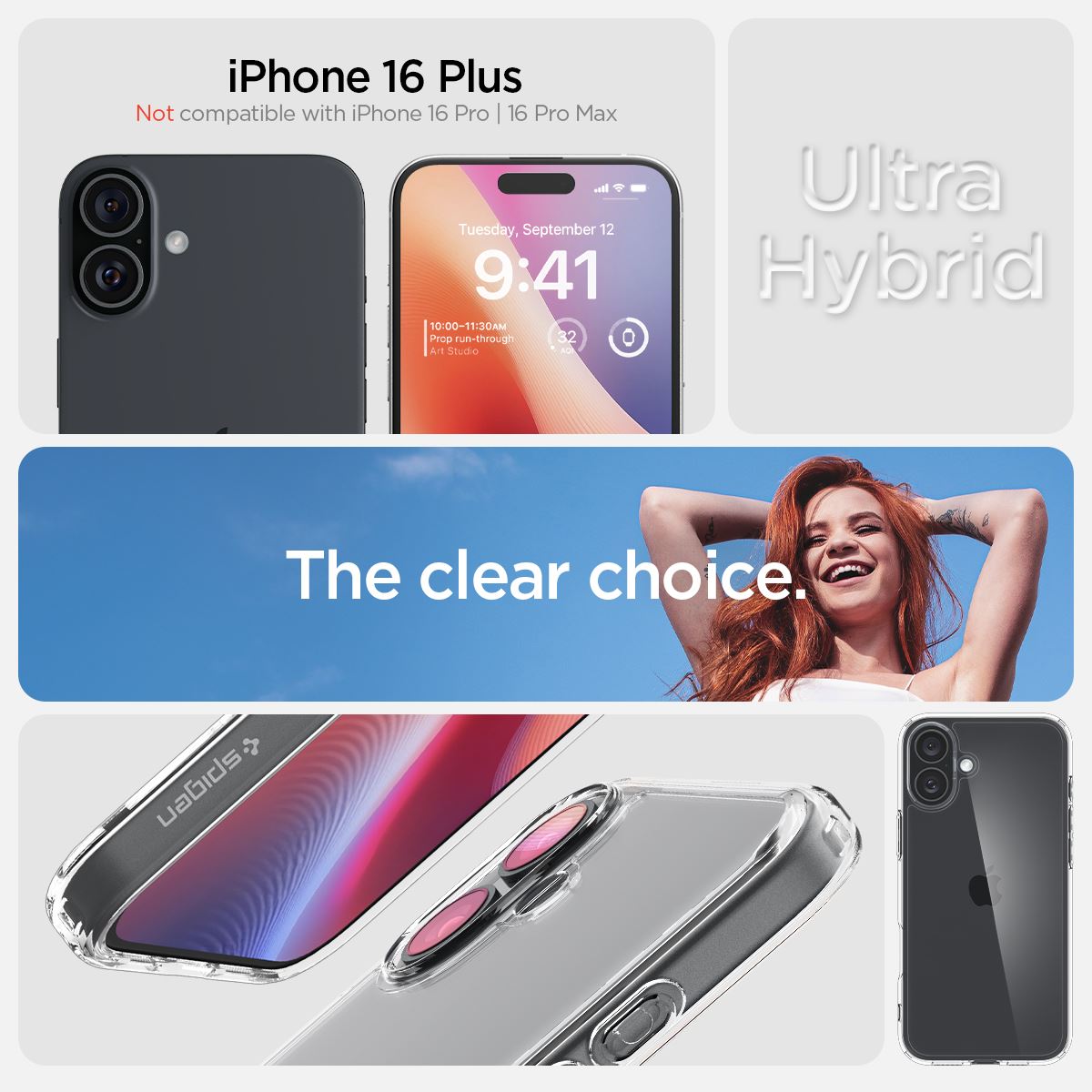 Spigen Crystal Hybrid, crystal clear - iPhone 16 Plus (8)