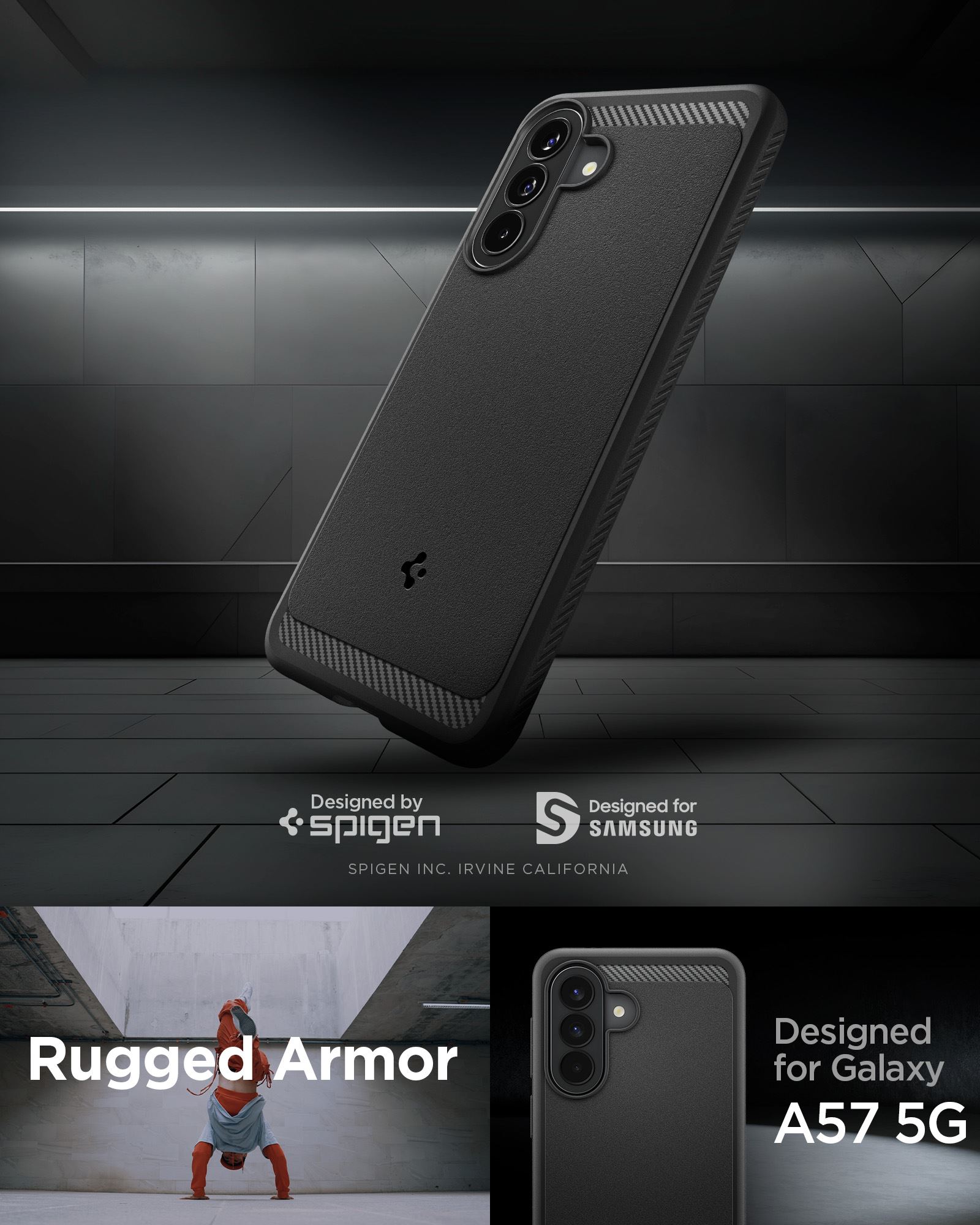 Spigen Rugged Armor, matte black - Samsung Galaxy A57 5G (14)