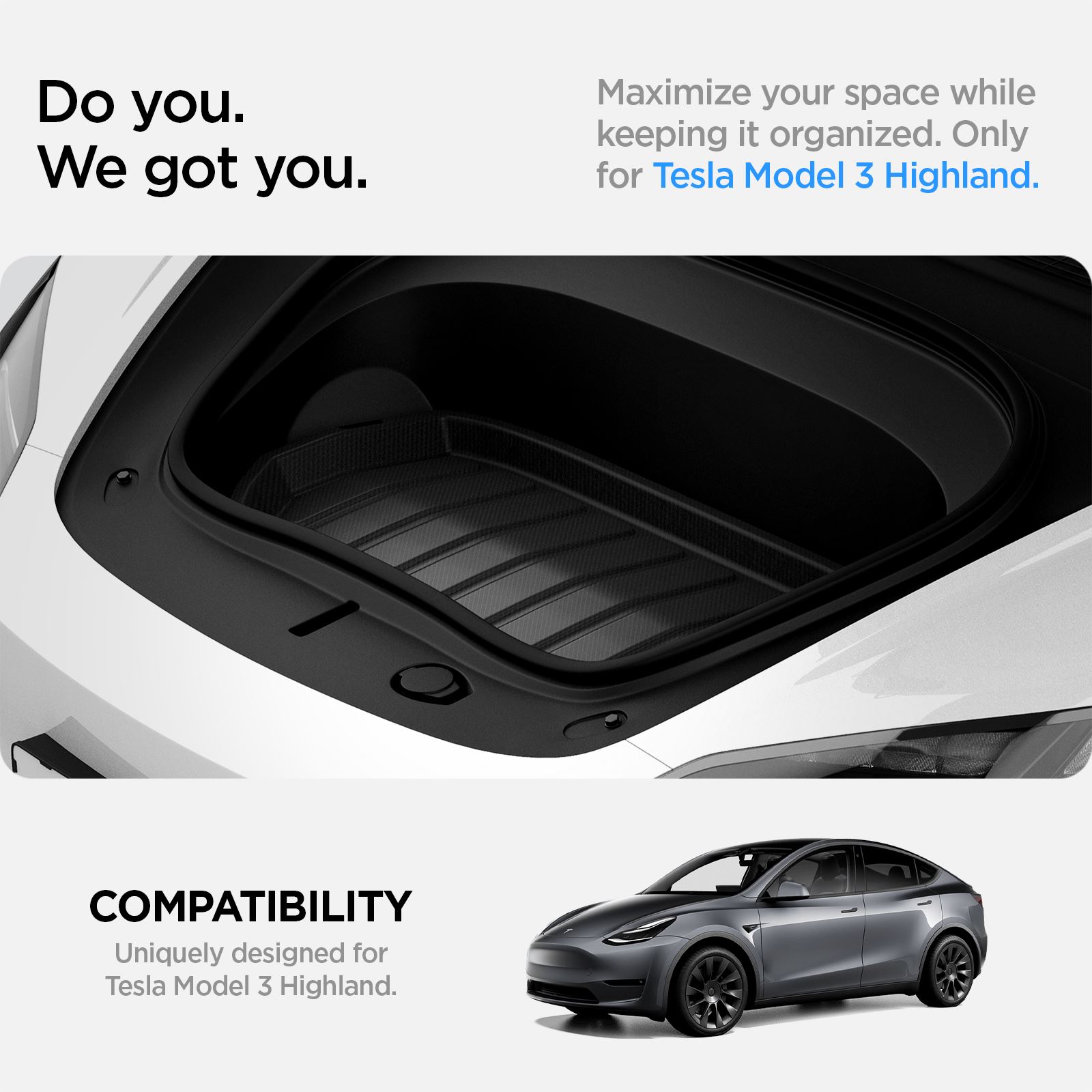 Spigen Tesla Car Mat Front Trunk, black - Tesla Model 3  (15)