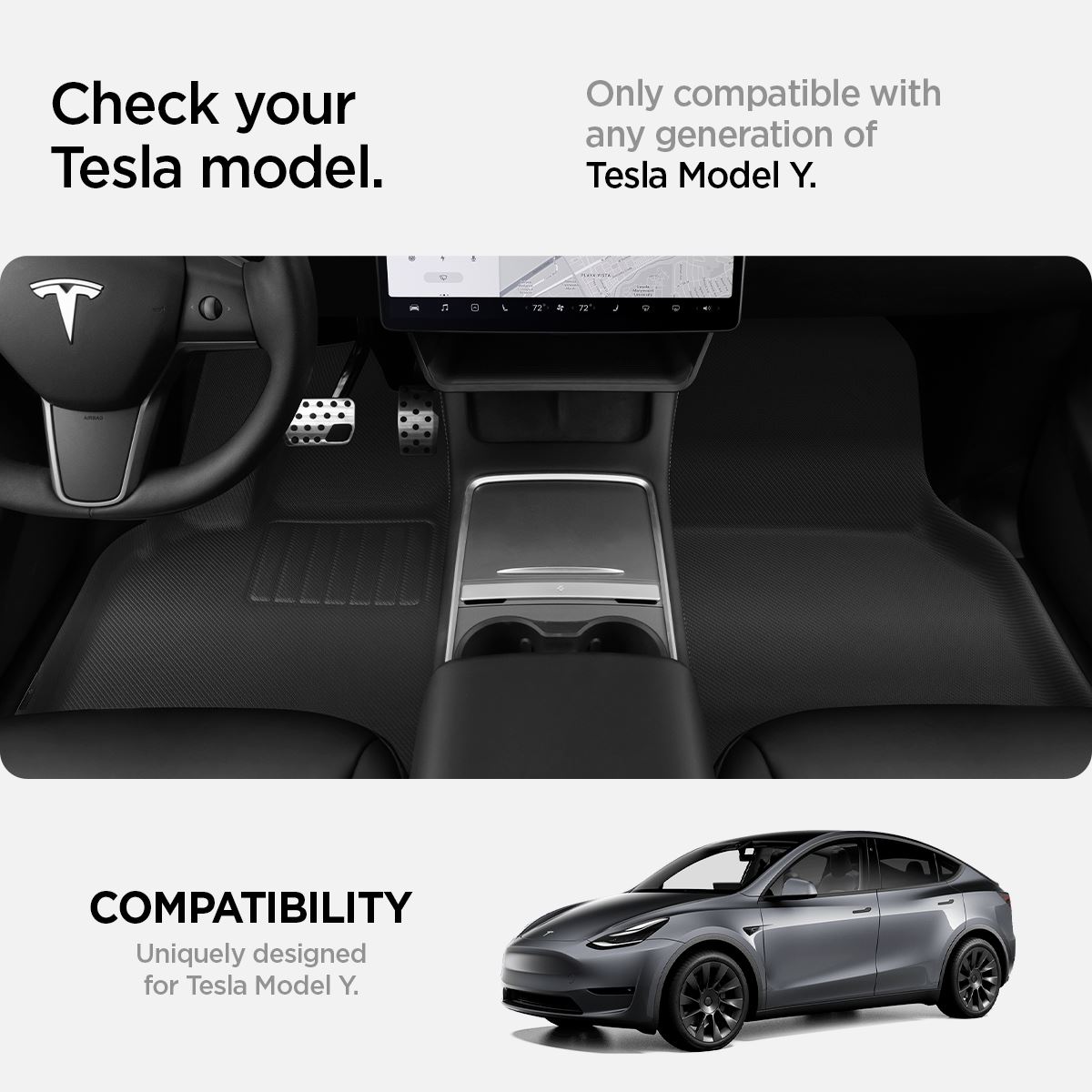 Spigen Tesla Car Mat 1&2Row, black - Tesla Model Y  (4)