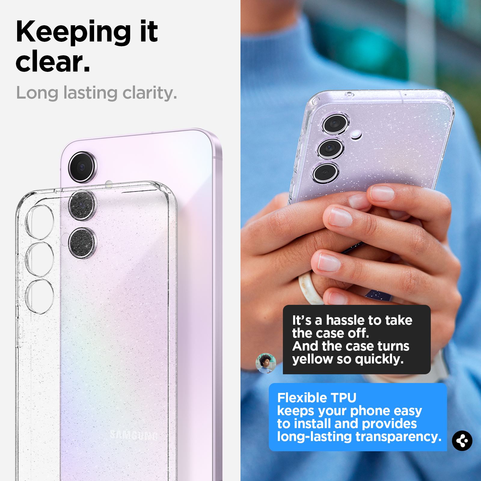 Spigen Liquid Crystal Glitter, crystal quartz - Samsung Galaxy A55 (9)