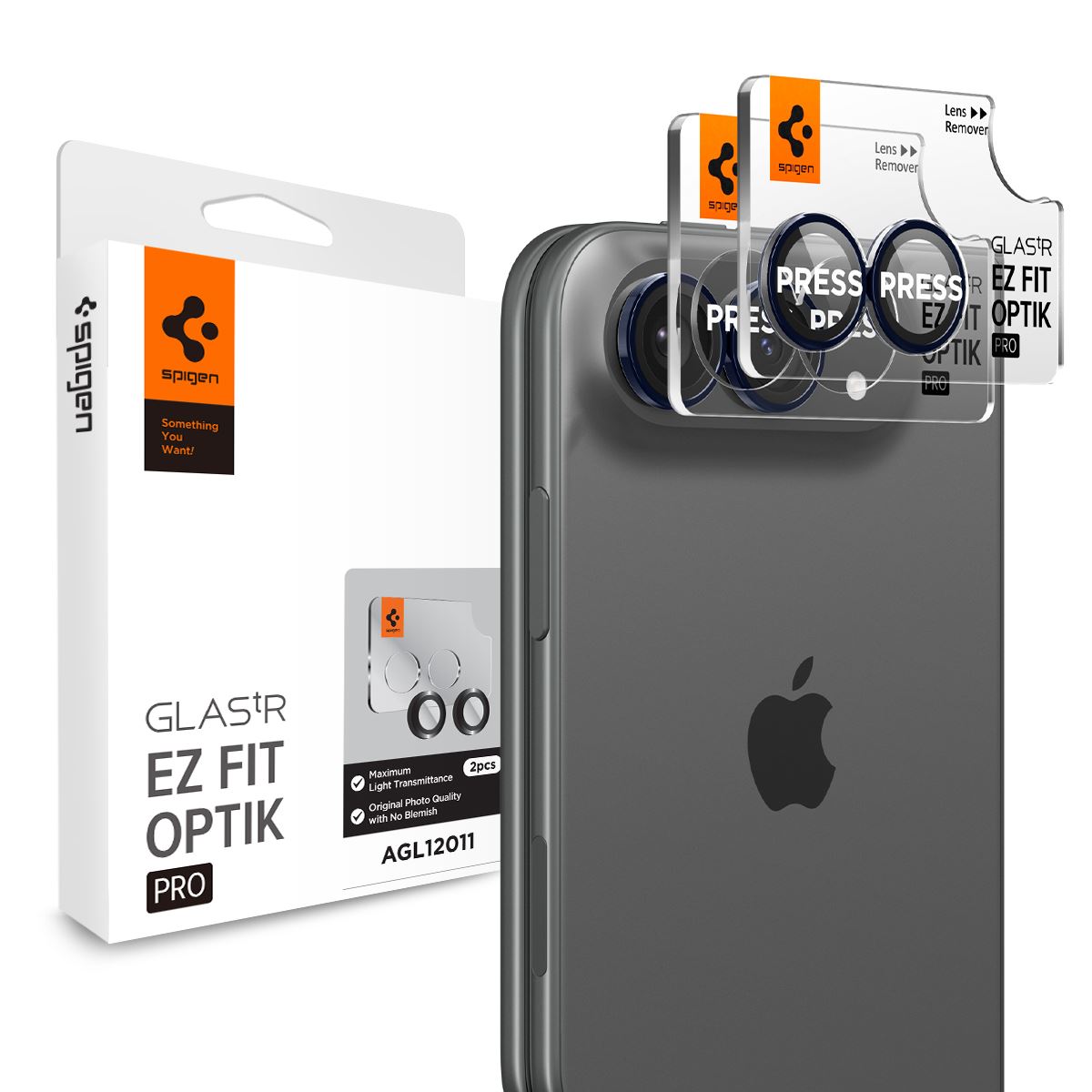 Spigen Glass tR EZ Fit Optik Pro 2 Pack, black - iPhone Duo