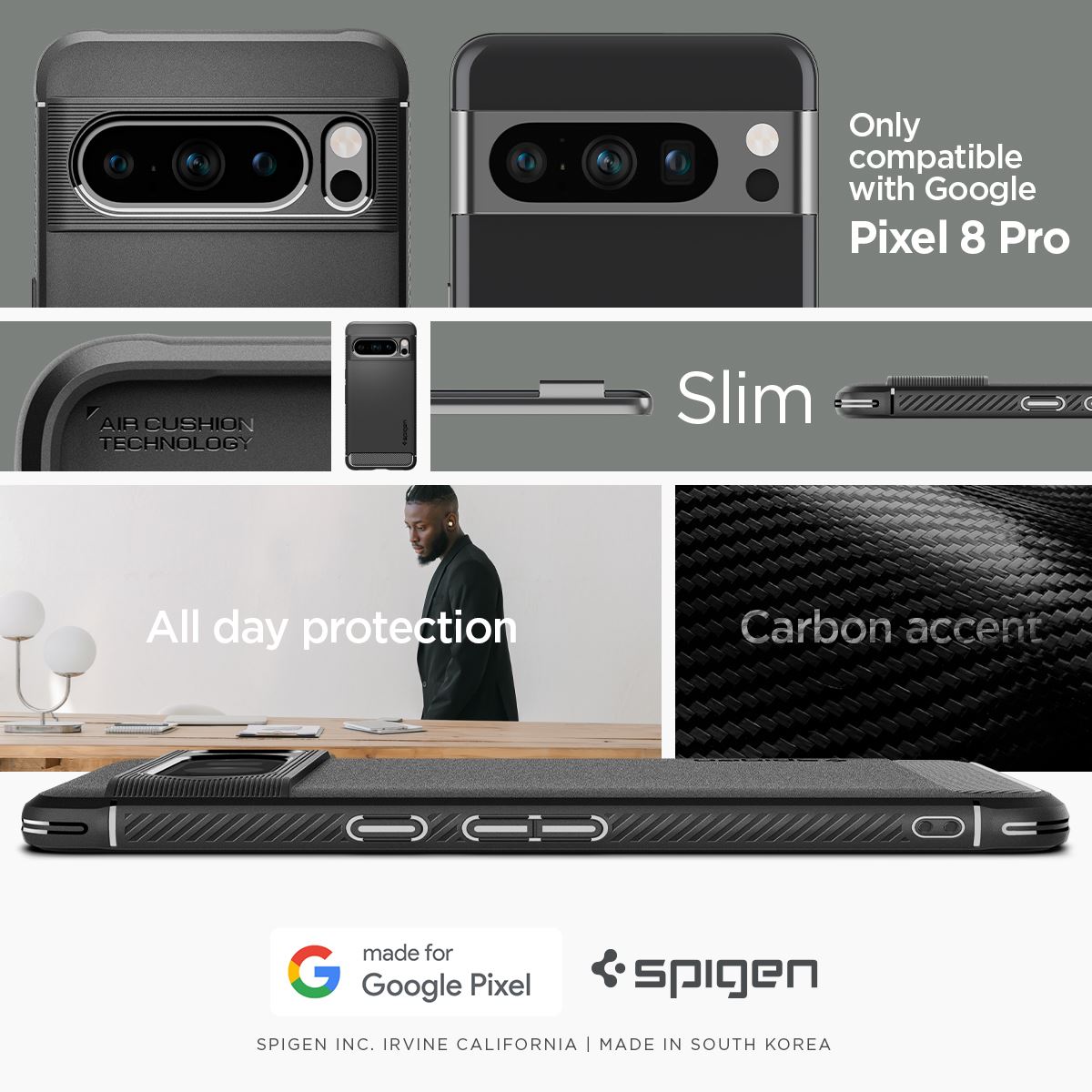 Spigen Rugged Armor, matte black - Google Pixel 8 Pro (15)