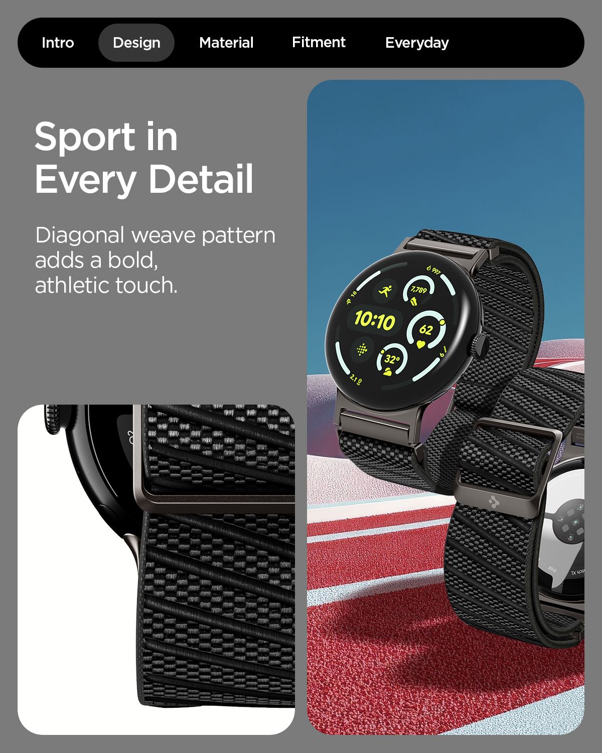 Spigen Lite Fit X Band, black - Google Pixel Watch 4/3/2/1 41mm (3)