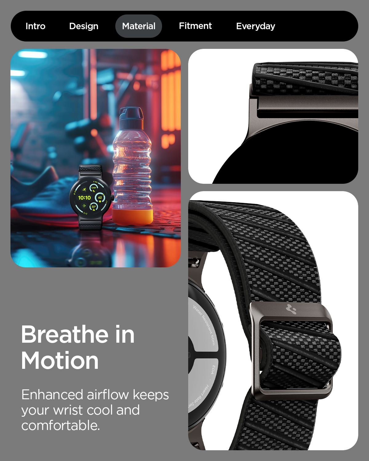 Spigen Lite Fit X Band, black - Google Pixel Watch 4/3/2/1 41mm (4)