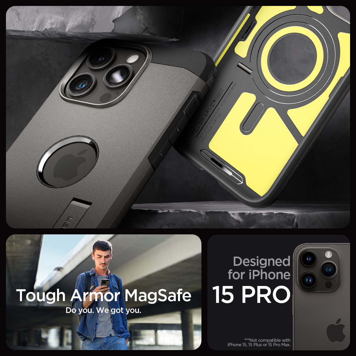 Spigen Tough Armor MagSafe, gunmetal - iPhone 15 Pro (13)