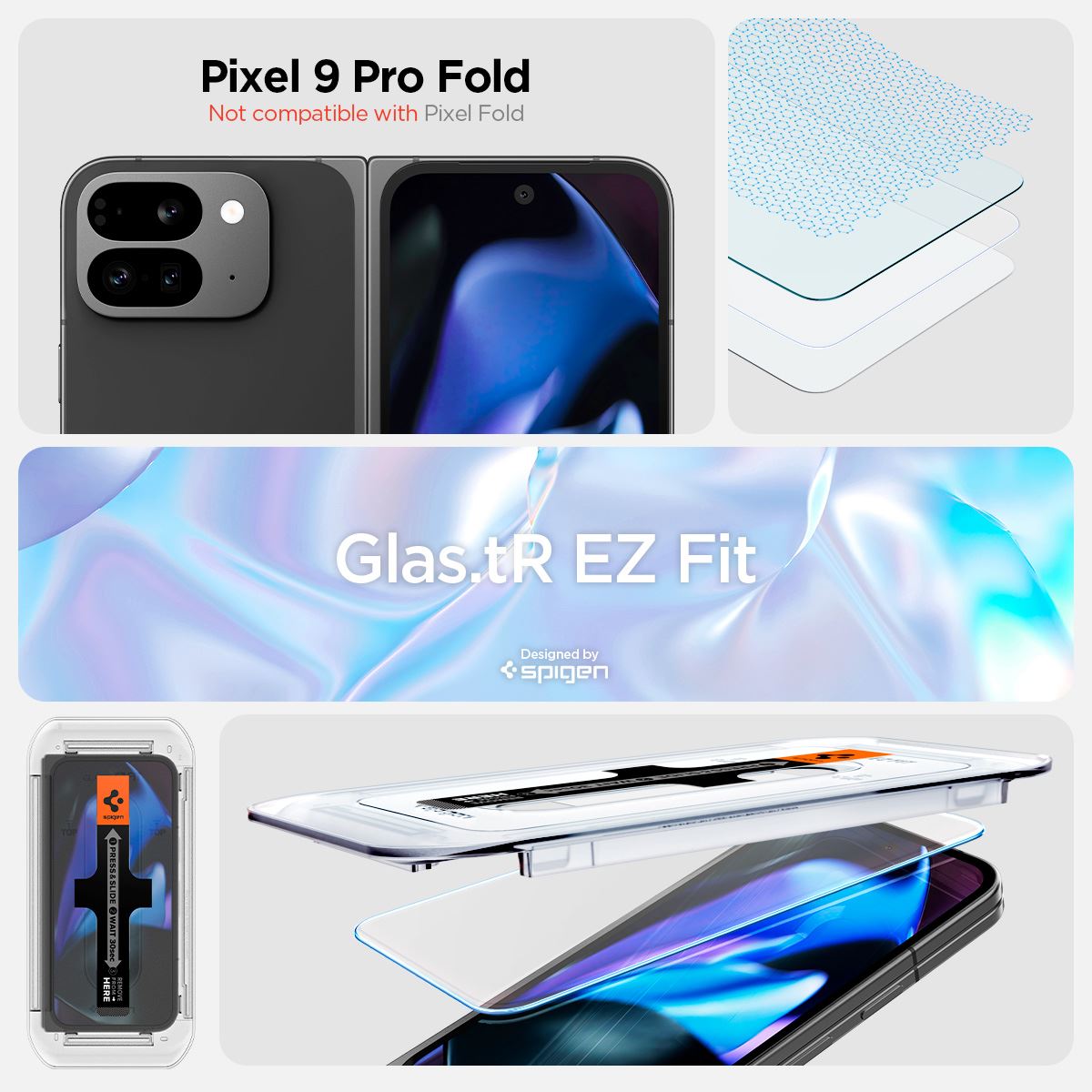 Spigen Glass tR EZ Fit (Cover 2 Pack), transparency - Google Pixel 9 Pro Fold (7)