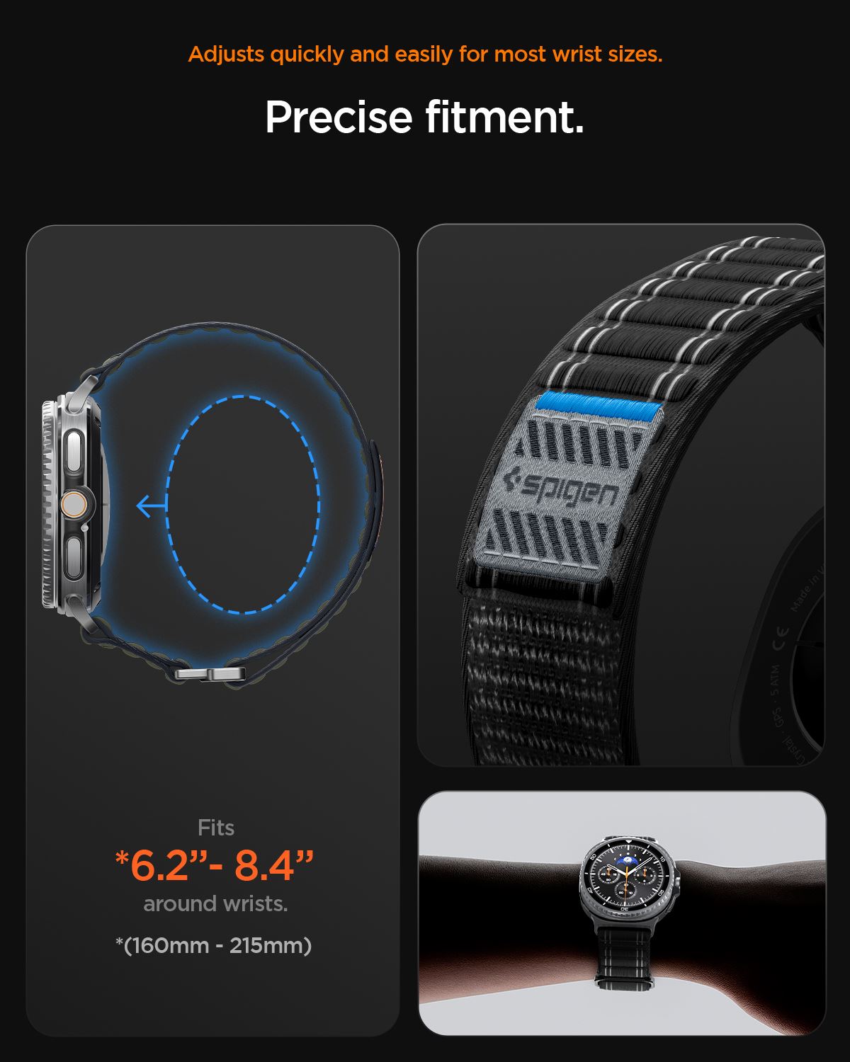 Spigen Fabric Band (hook-and-loop), black - Samsung Galaxy Watch 8 46mm/44mm/40mm (15)