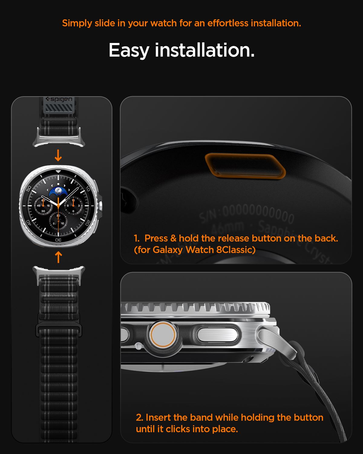 Spigen Fabric Band (hook-and-loop), black - Samsung Galaxy Watch 8 46mm/44mm/40mm (18)