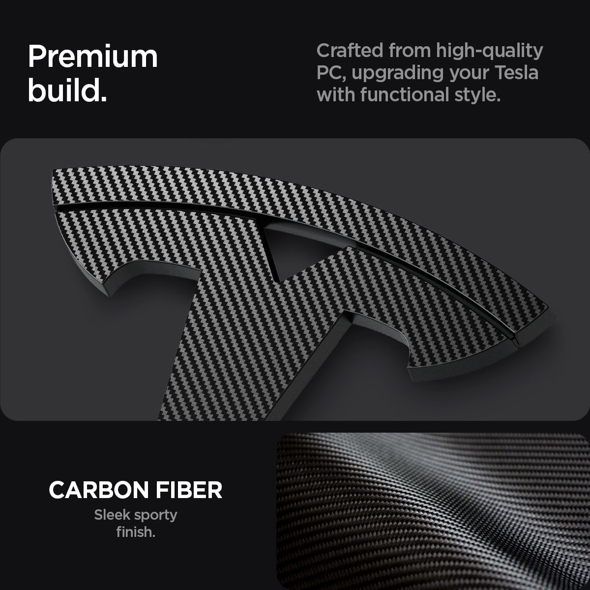 Spigen Tesla Front Emblem Logo Full Cover, carbon - Tesla Model 3 2024 (9)