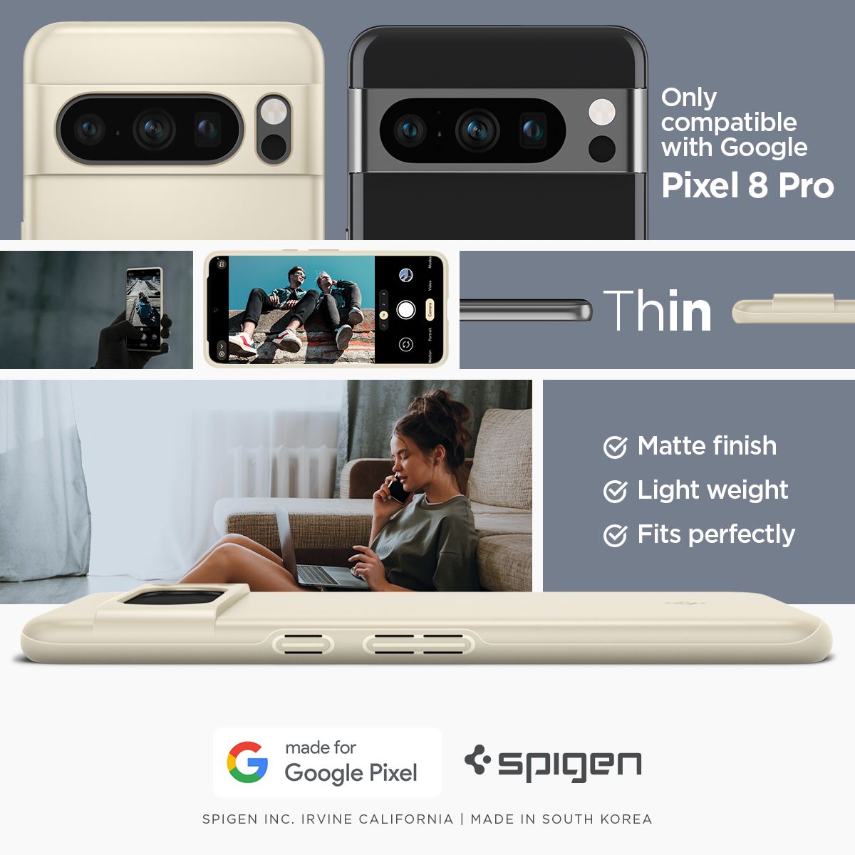 Spigen Thin Fit, mute beige - Google Pixel 8 Pro (13)