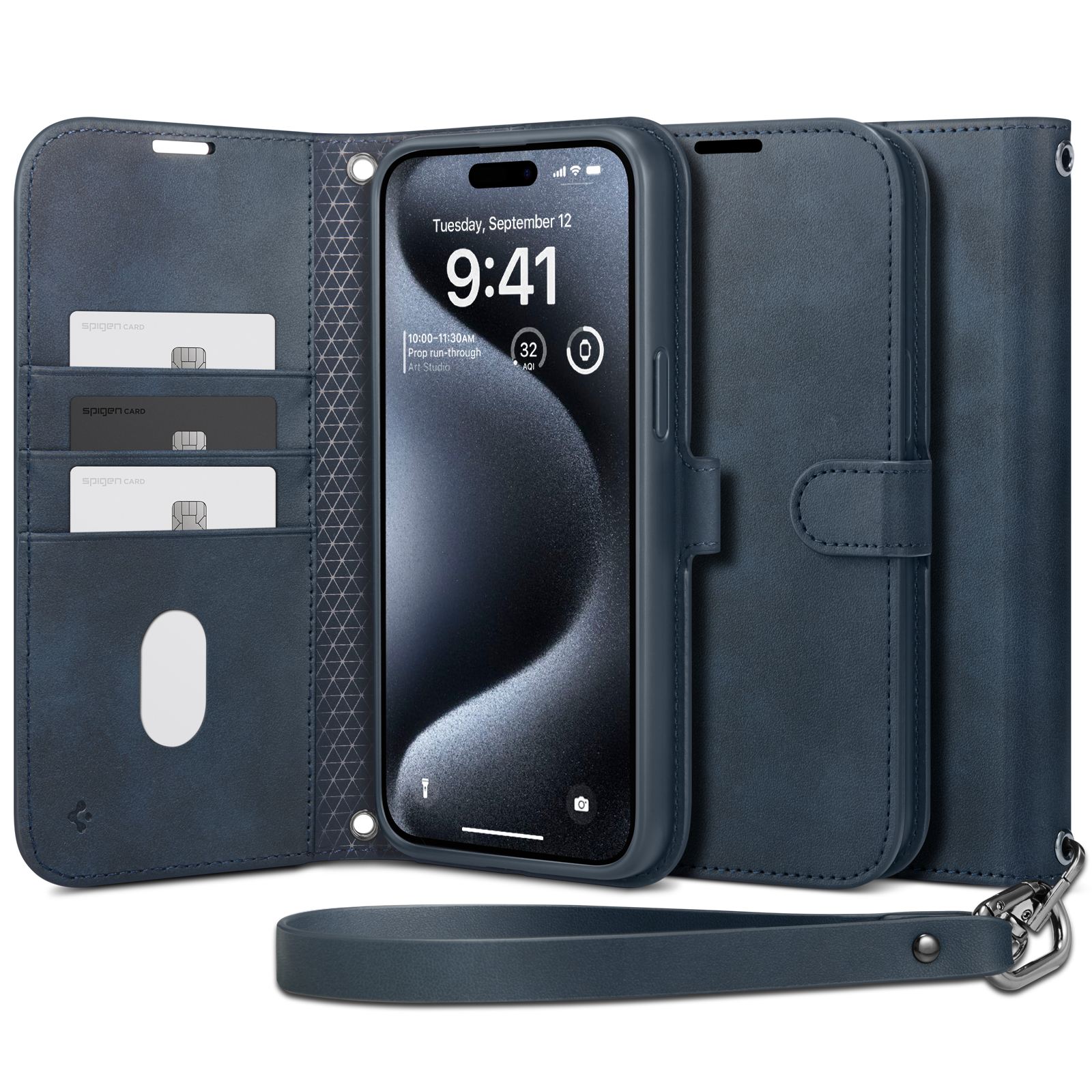 Spigen Wallet S Pro, navy - iPhone 15 Pro (1)