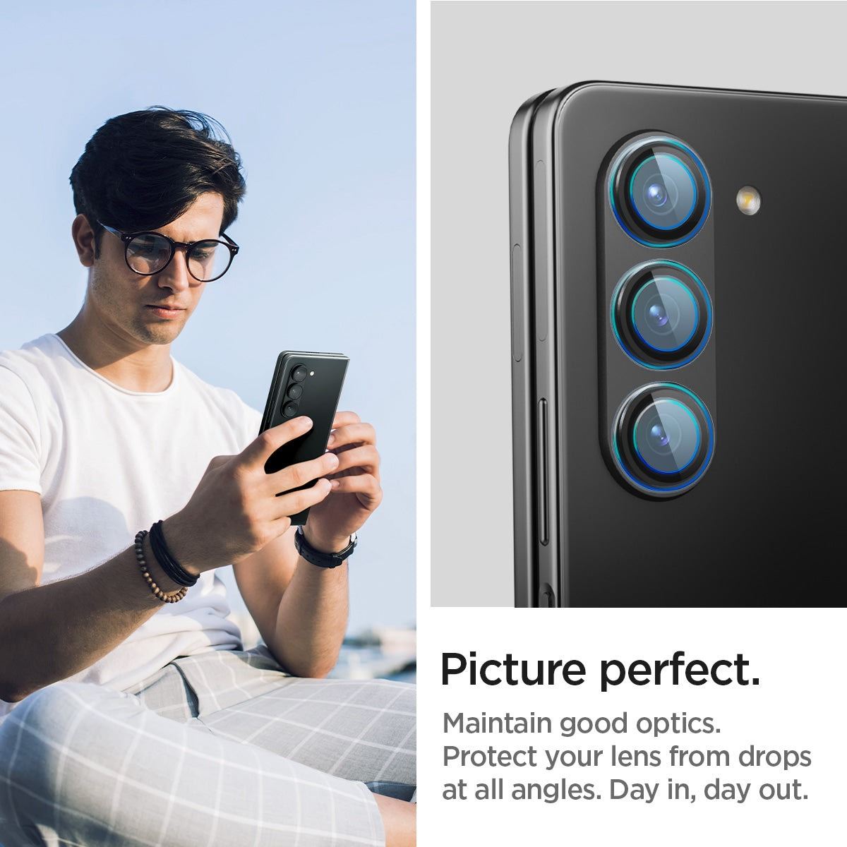 Spigen Glass tR EZ Fit Optik Pro 2 Pack, black - Samsung Galaxy Z Fold5 (7)