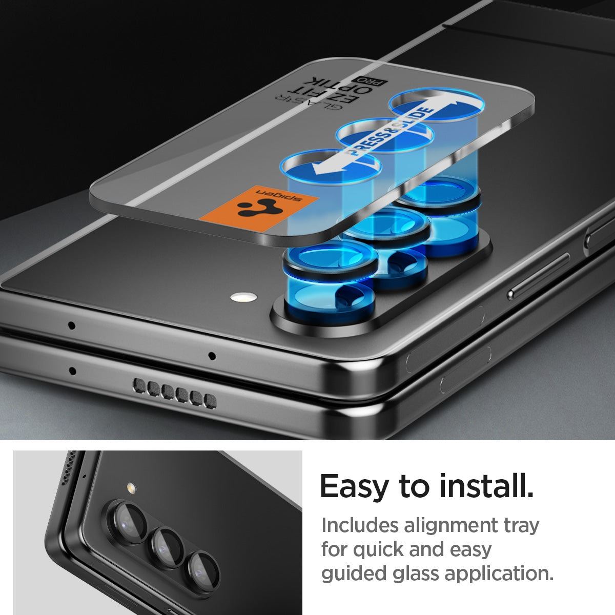 Spigen Glass tR EZ Fit Optik Pro 2 Pack, black - Samsung Galaxy Z Fold5 (9)