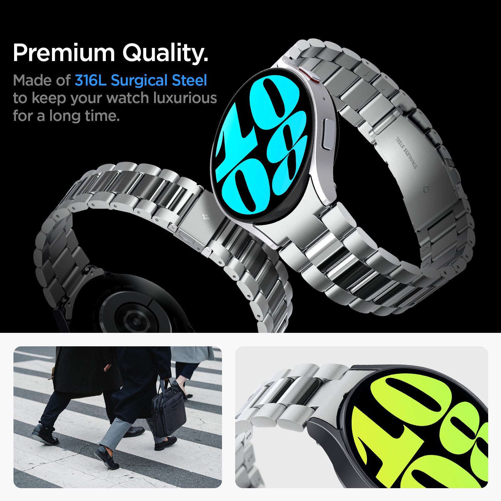 Spigen Modern Fit 316L Band, silver - Samsung Galaxy Watch6 44mm (3)