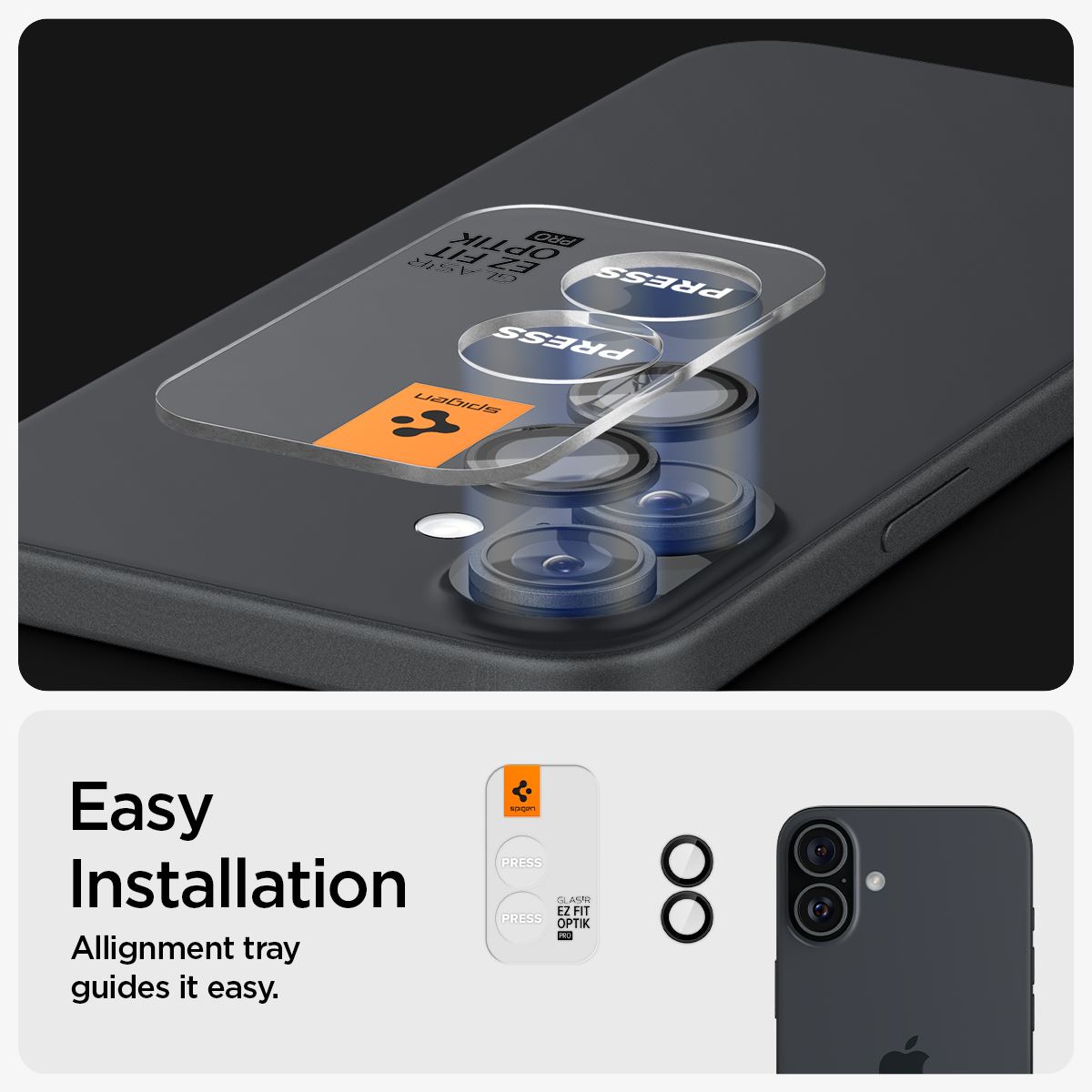 Spigen Glass tR EZ Fit Optik Pro 2 Pack, black - iPhone 17/16 / 16 Plus (9)