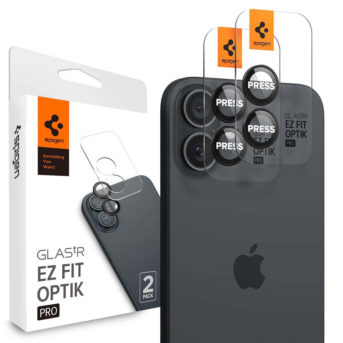 Spigen Glass tR EZ Fit Optik Pro 2 Pack, black - iPhone 17/16 / 16 Plus