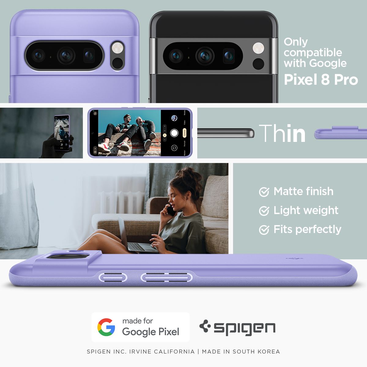 Spigen Thin Fit, awesome violet - Google Pixel 8 Pro (12)
