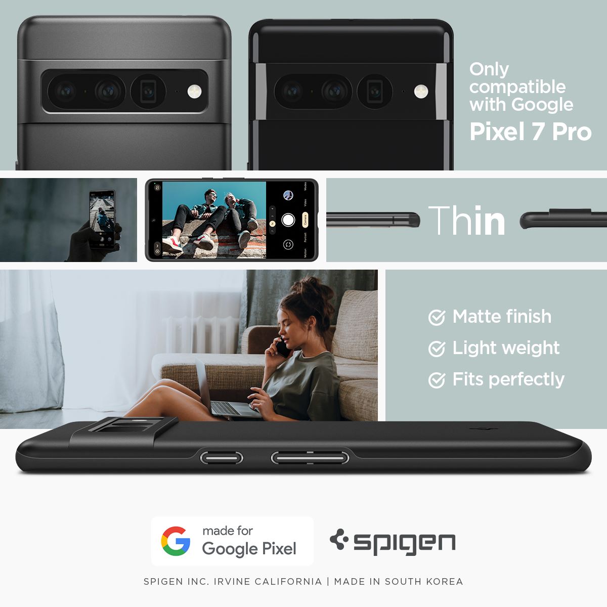 Spigen Thin Fit, black - Google Pixel 7 Pro (12)