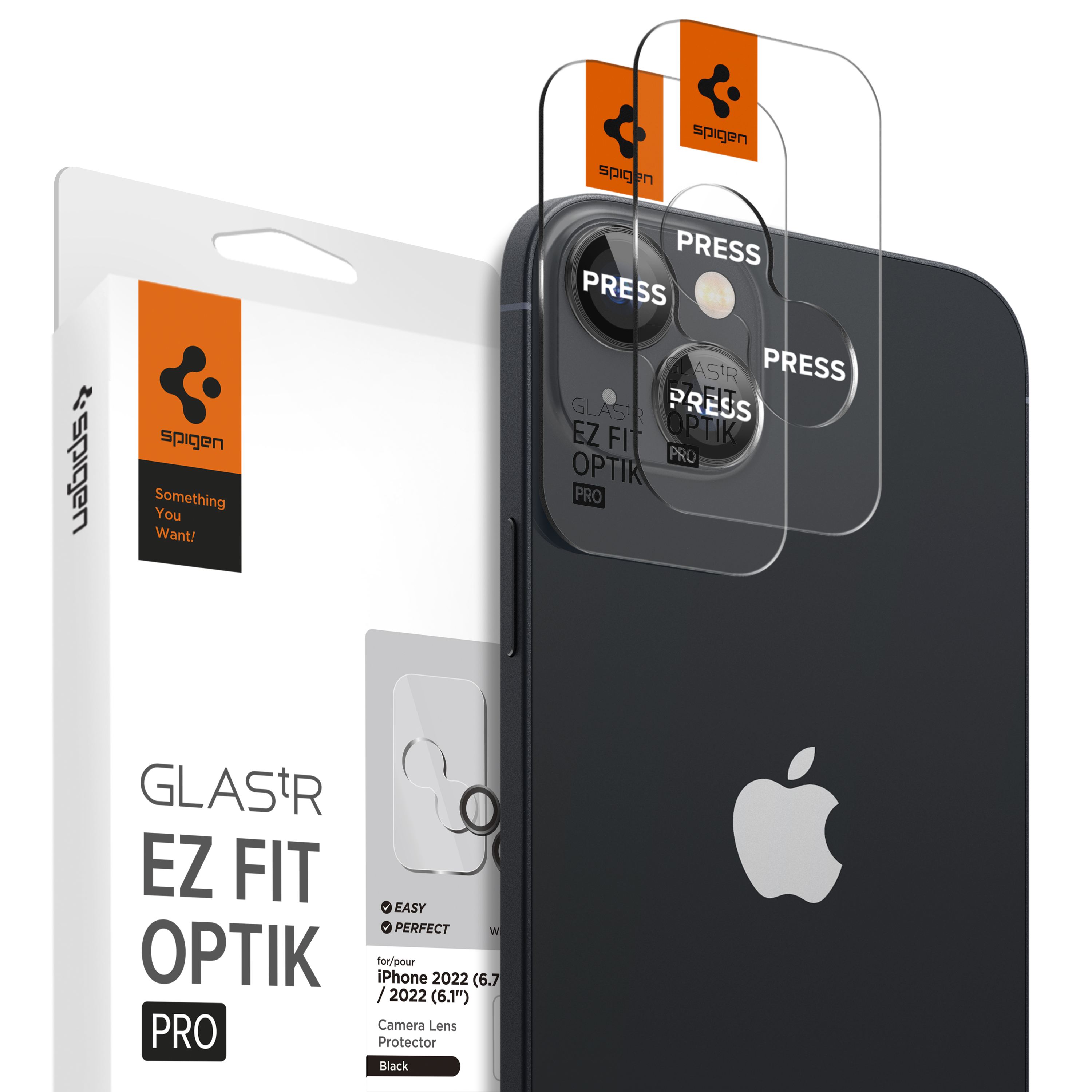 Spigen Glass EZ Fit Optik Pro 2 Pack, black - iPhone 15/15 Plus/14/14 Plus (1)