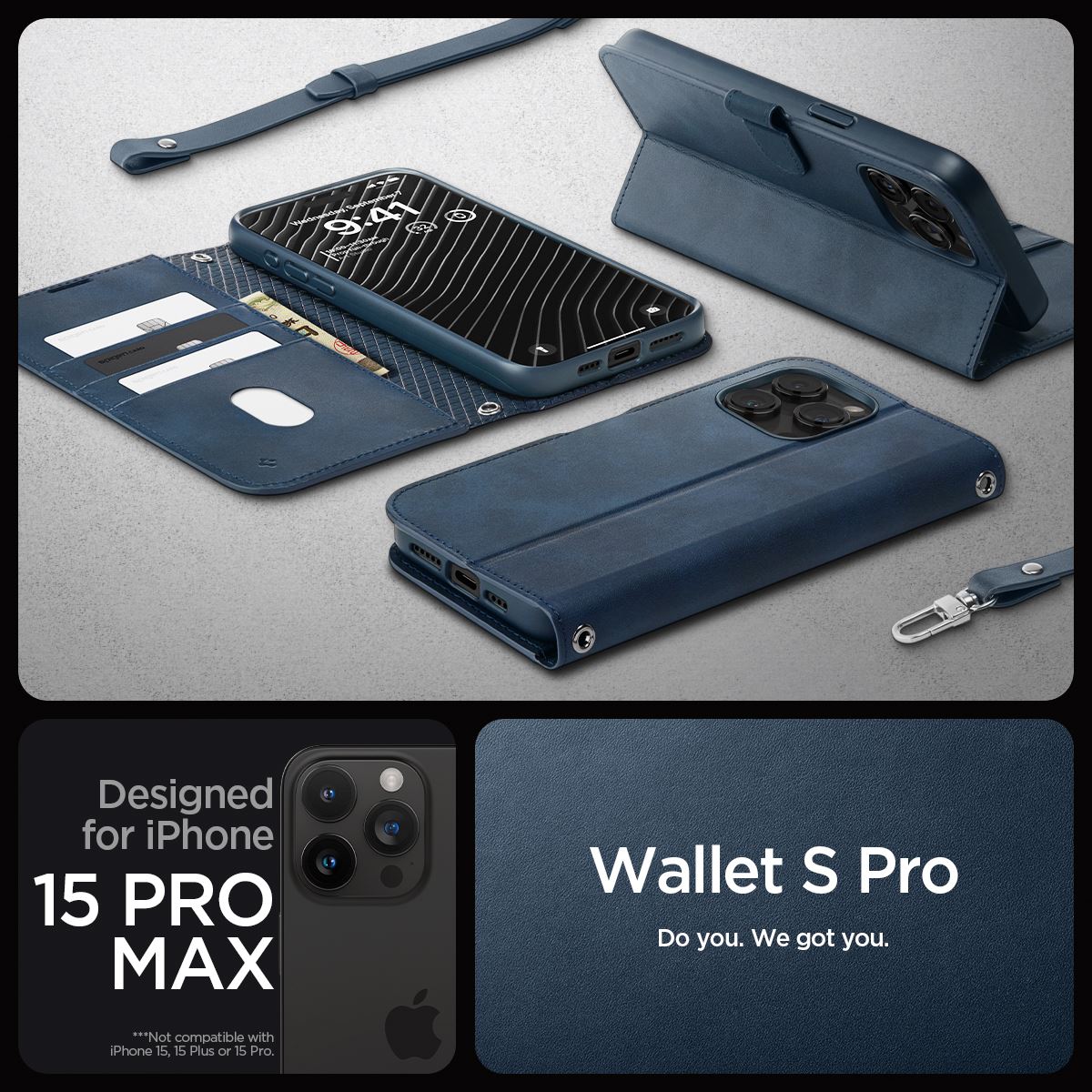 Spigen Wallet S Pro, navy - iPhone 15 Pro Max (12)