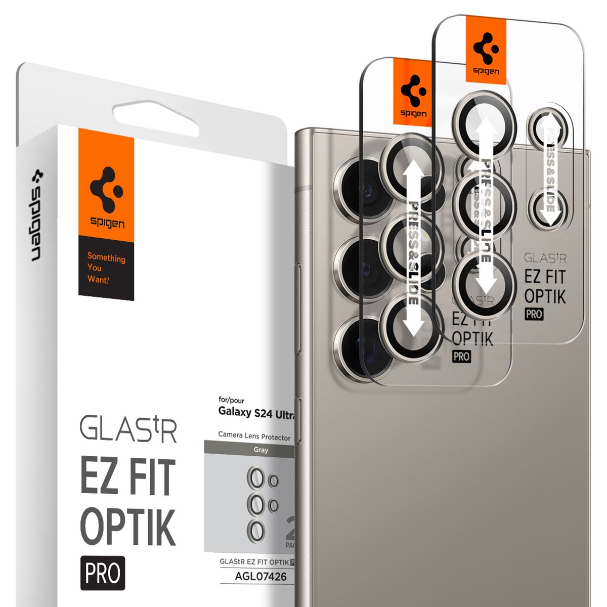 Spigen Glass tR EZ Fit Optik Pro 2 Pack, gray - Samsung Galaxy S24 Ultra (1)
