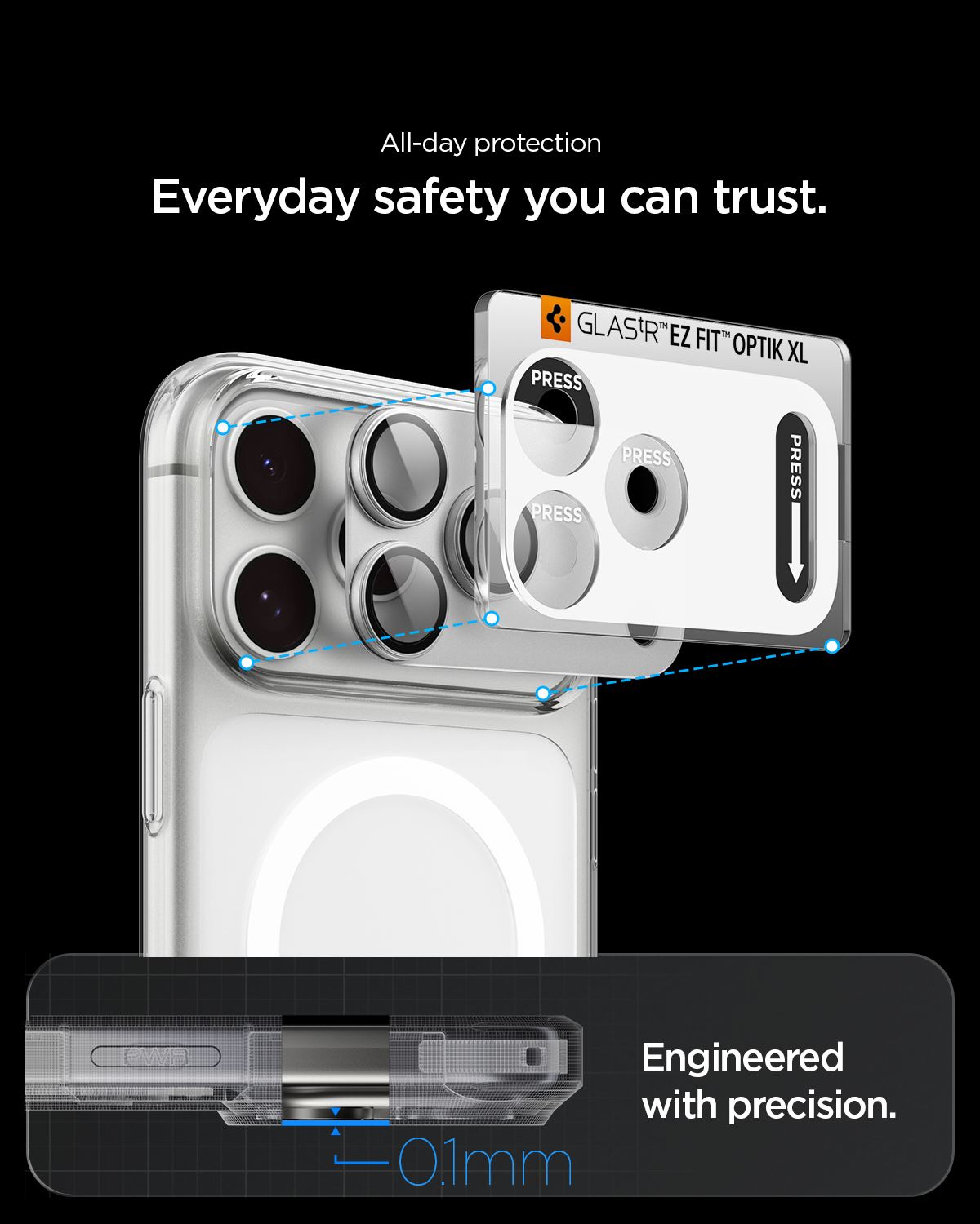 Spigen Glass tR EZ Fit Optik Pro XL 1 Pack, silver - iPhone 18 Pro Max (12)