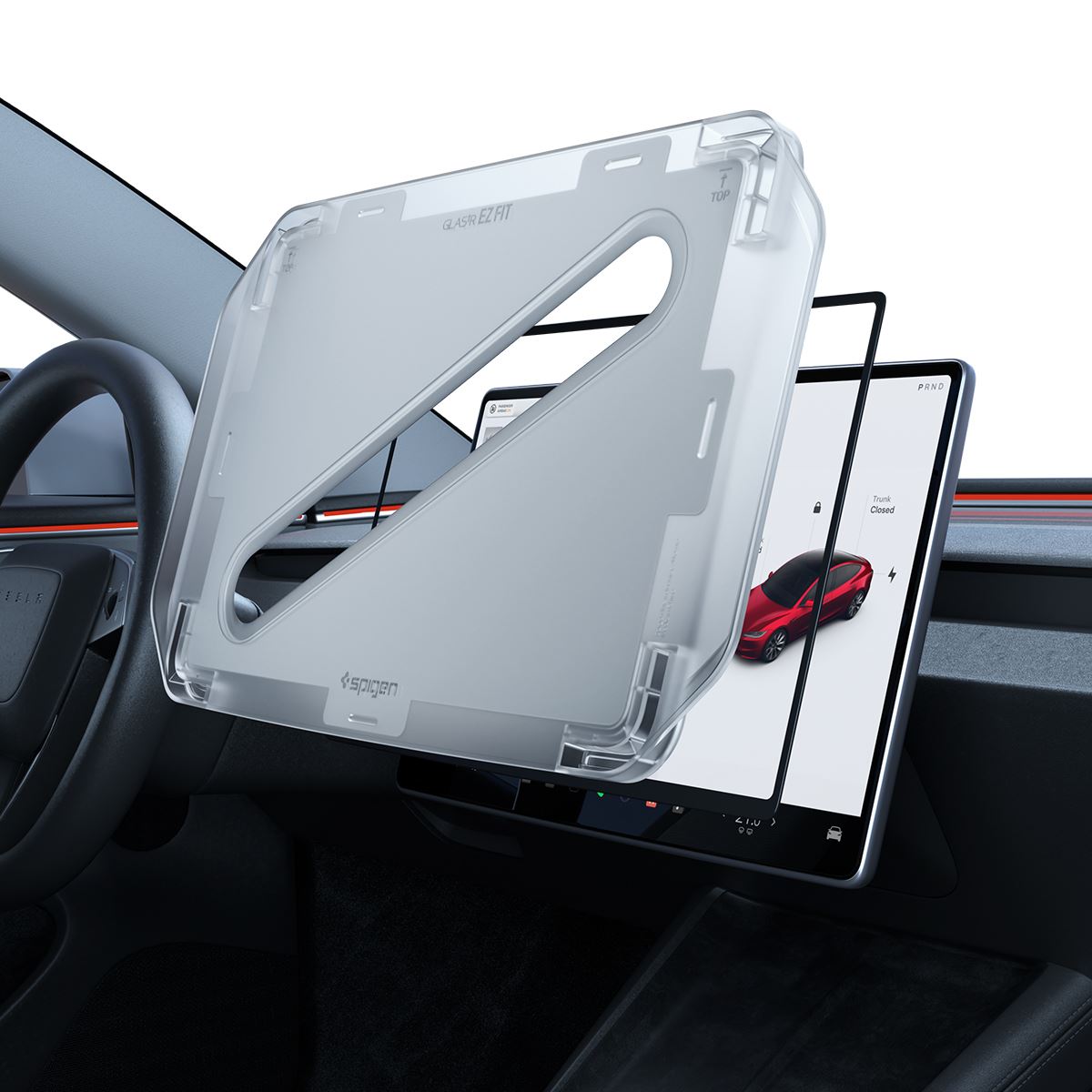 Spigen Tesla EZ Fit Anti Glare Screen Protector 1 Pack, transparency - Tesla Model 3 2024 (7)
