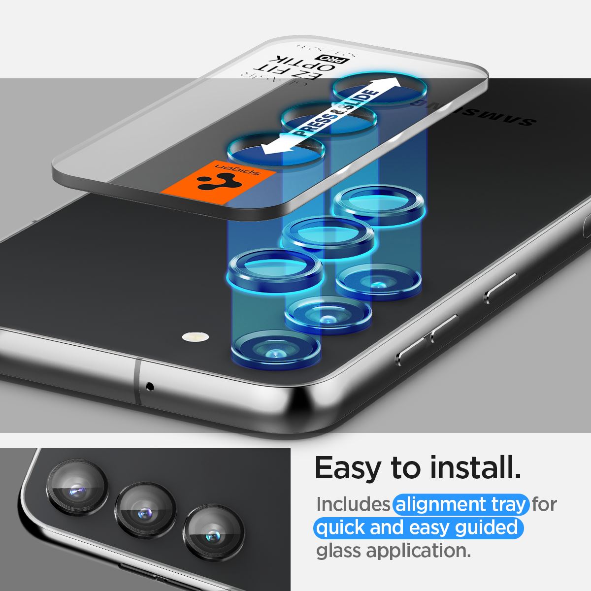 Spigen Glass EZ Fit Optik Pro 2 Pack, black - Samsung Galaxy S23/Galaxy S23+/Galaxy S24 (13)