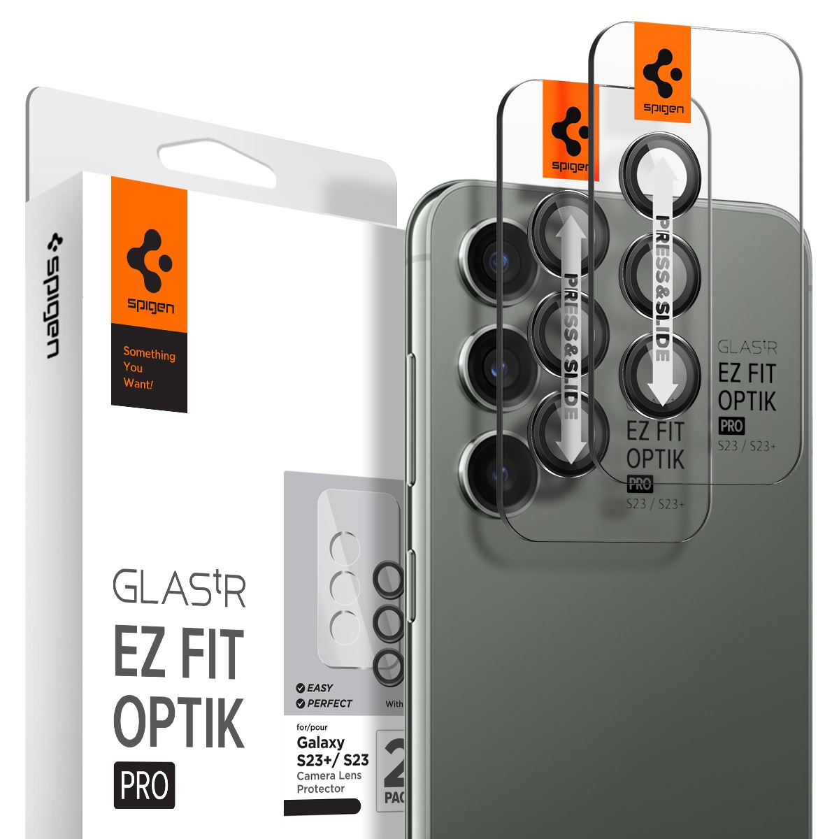 Spigen Glass EZ Fit Optik Pro 2 Pack, black - Samsung Galaxy S23/Galaxy S23+/Galaxy S24 (2)