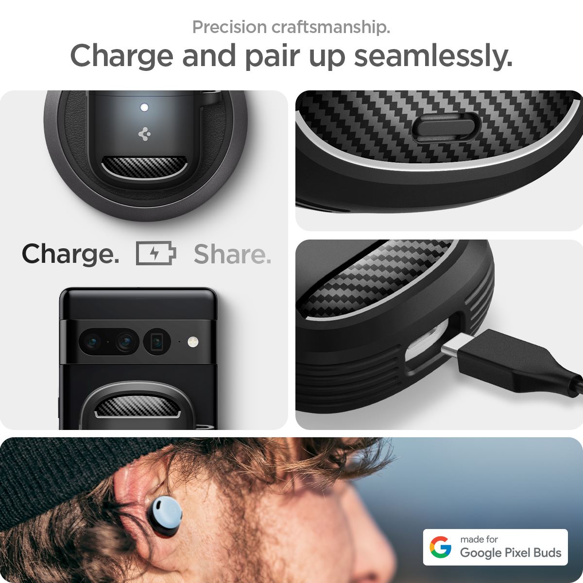 Spigen Rugged Armor, matte black - Google Pixel Buds Pro 2/Pro (16)