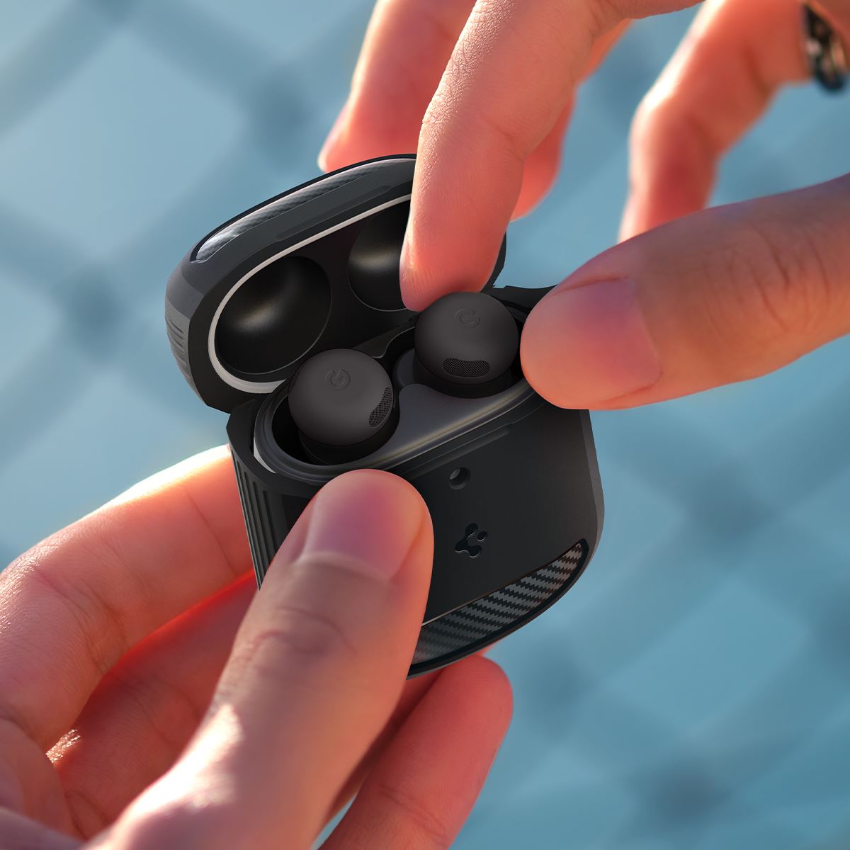 Spigen Rugged Armor, matte black - Google Pixel Buds Pro 2/Pro (17)