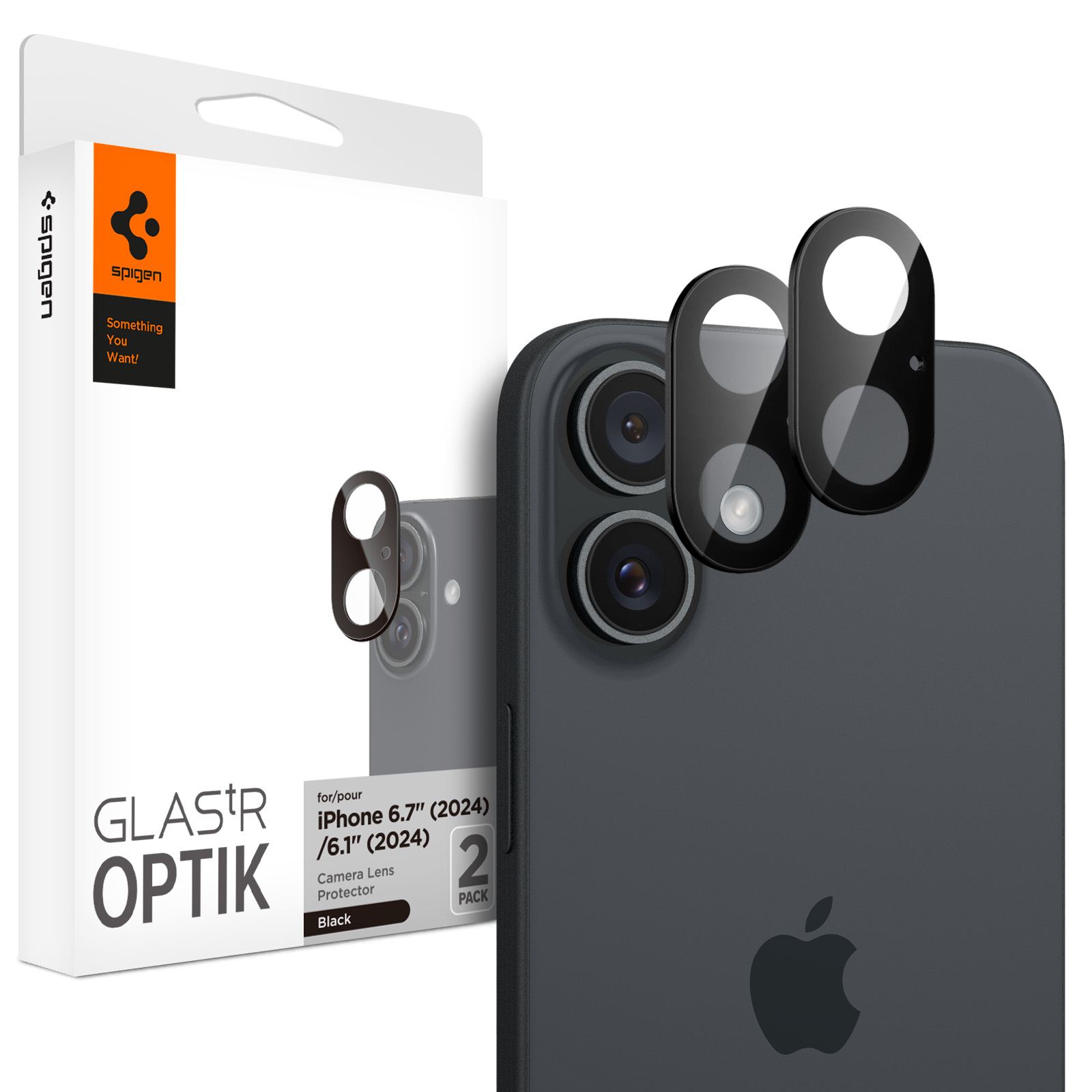 Spigen Glass tR Optik 2 Pack, black - iPhone 16/16 Plus